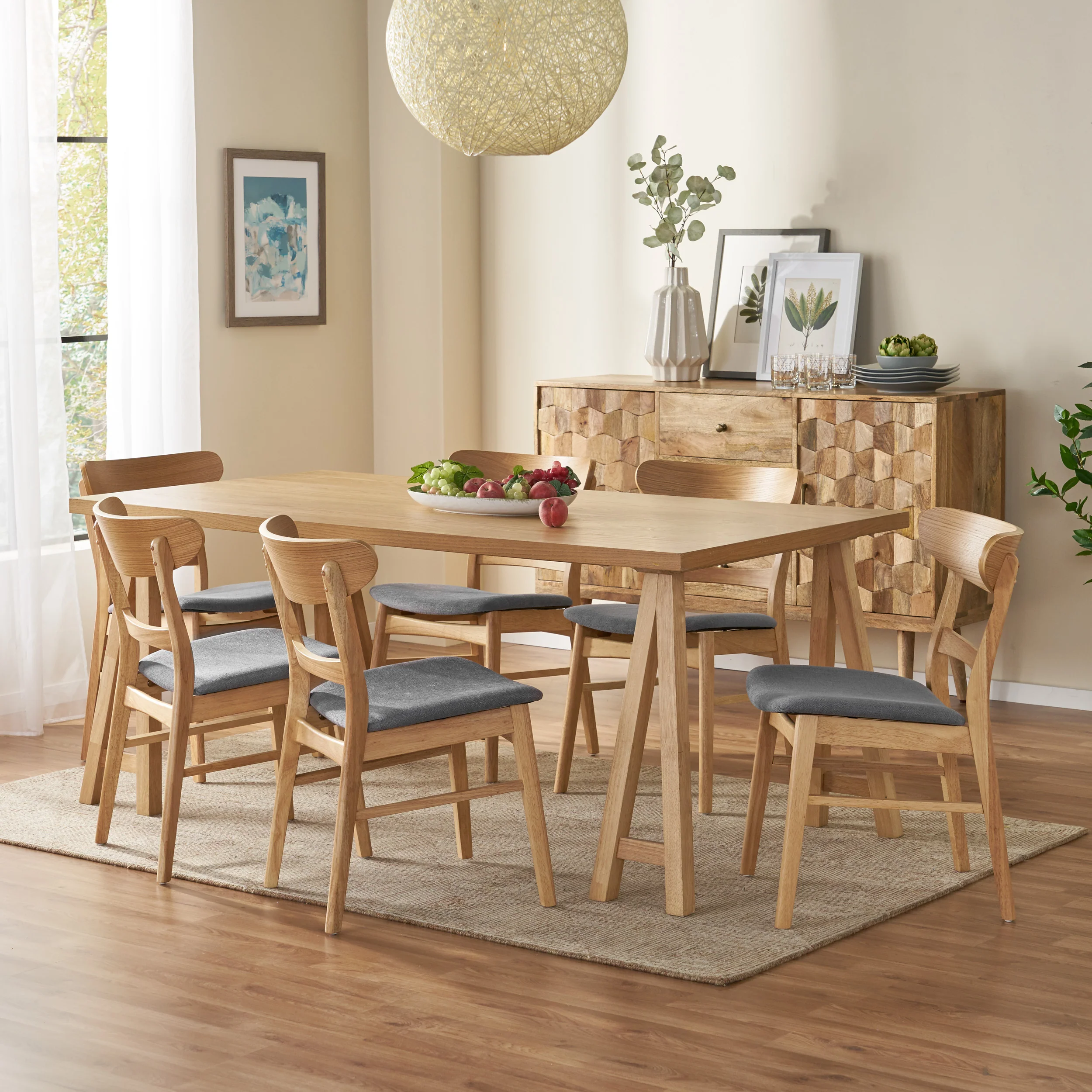 Randal Mid-Century Modern 7 Piece Dining Set - furnishings