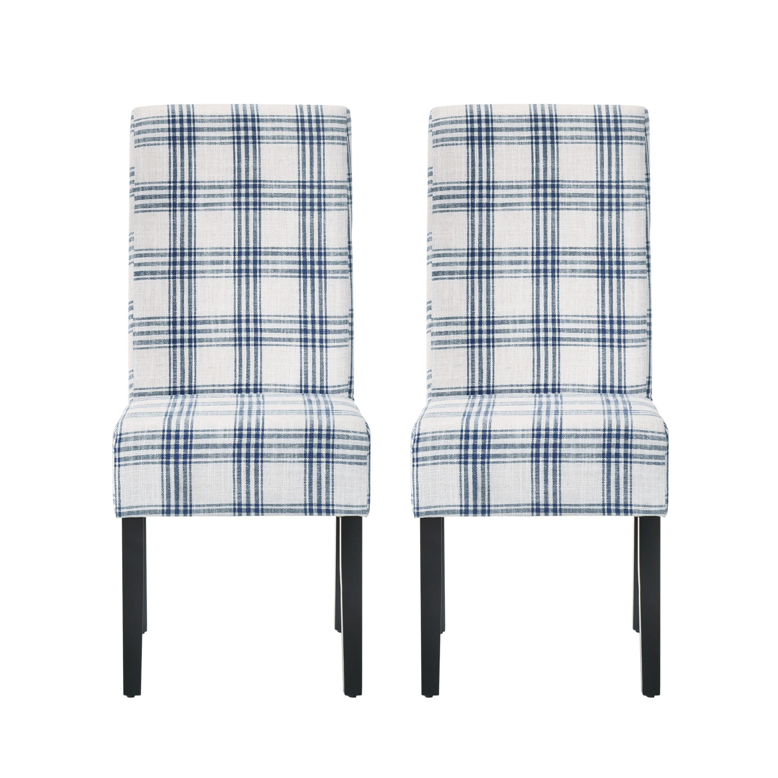 Percival Contemporary Upholstered Plaid Dining Chairs, Set of 2 - furnishings