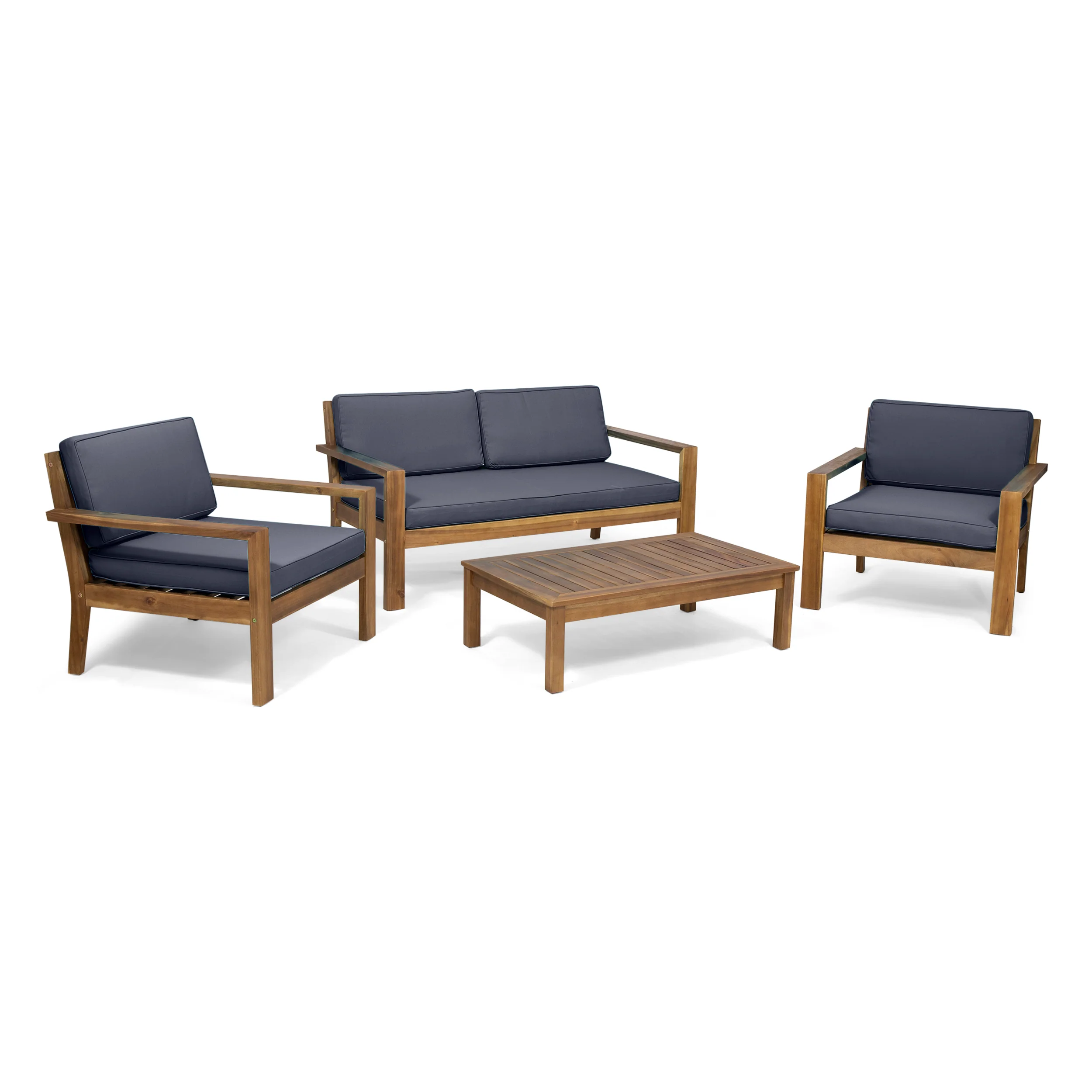 Gloria Outdoor 4 Seater Acacia Wood Chat Set with Cushions - furnishings