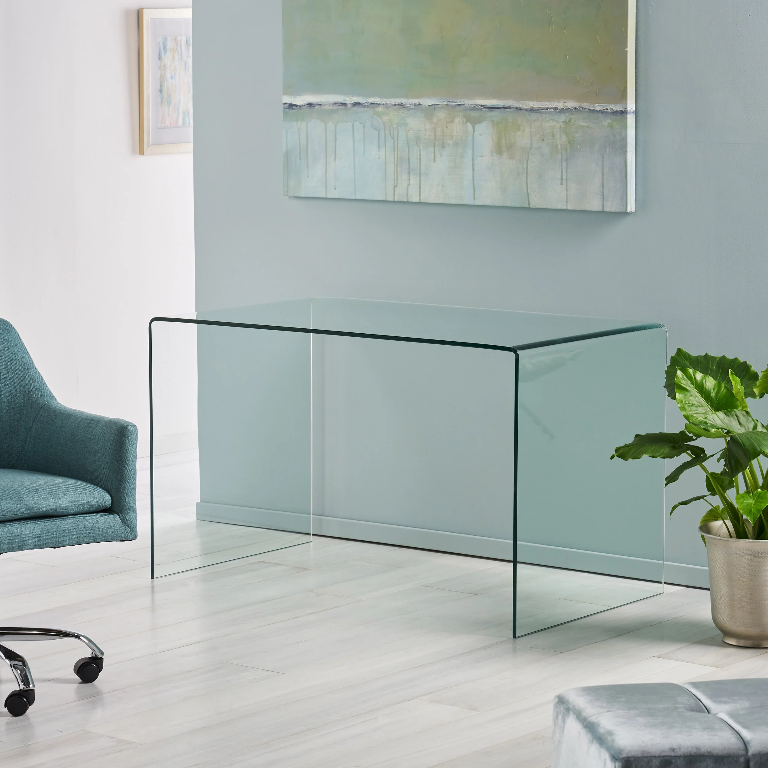 York Glass Computer Desk - furnishings