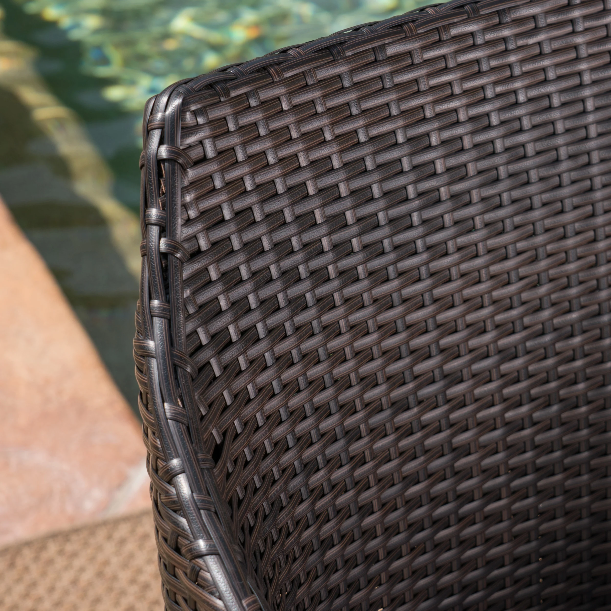 Tammy Outdoor 6 Piece Wicker Dining Set with Concrete Dining Table and Bench - furnishings