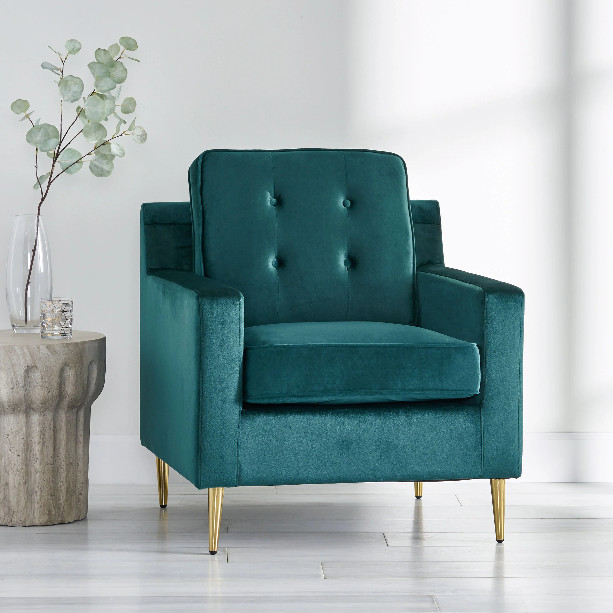 Taylea Modern Glam Tufted Velvet Club Chair - furnishings