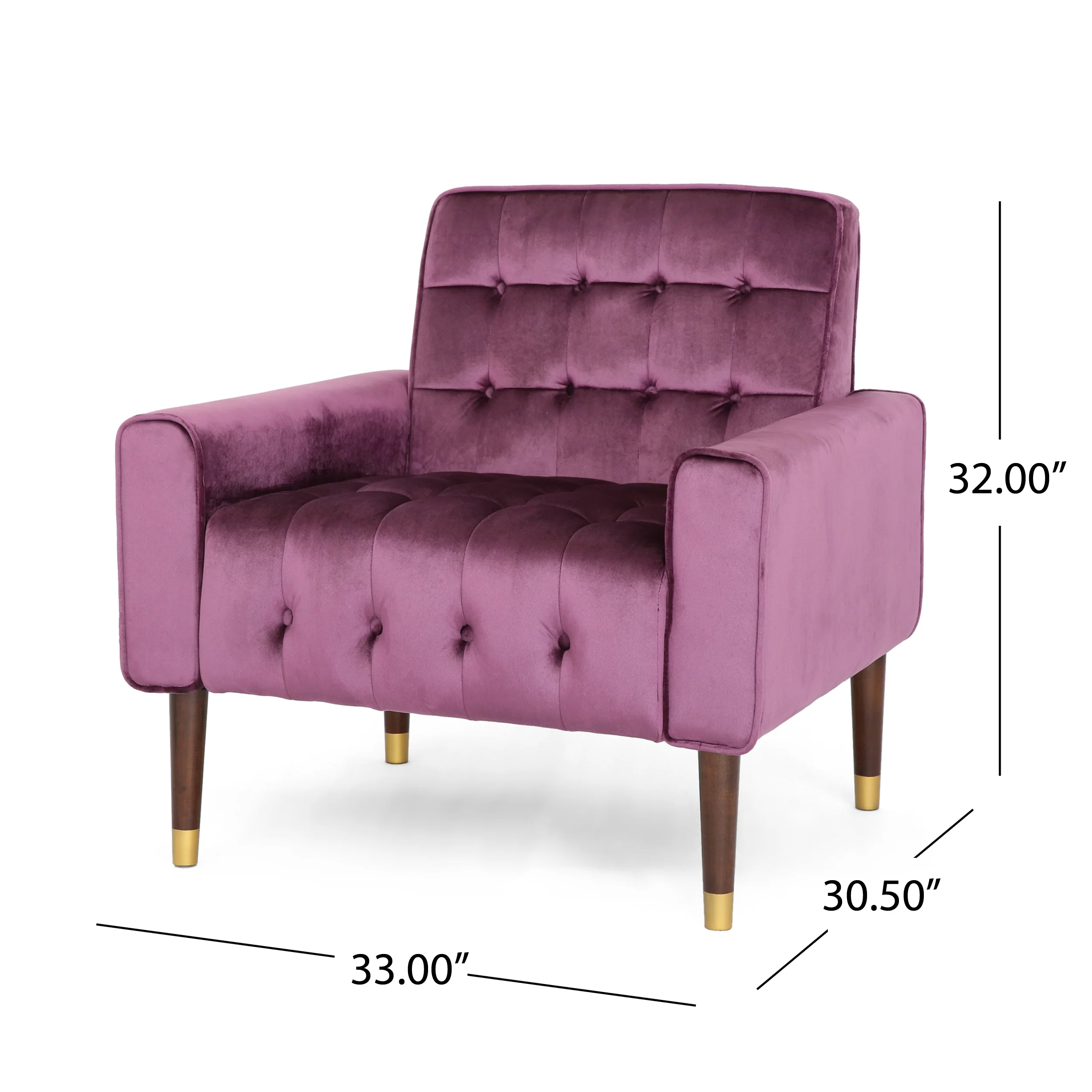 Betsy Velvet Armchair, Modern Glam, Button-Tufted, Waffle Stitching - furnishings