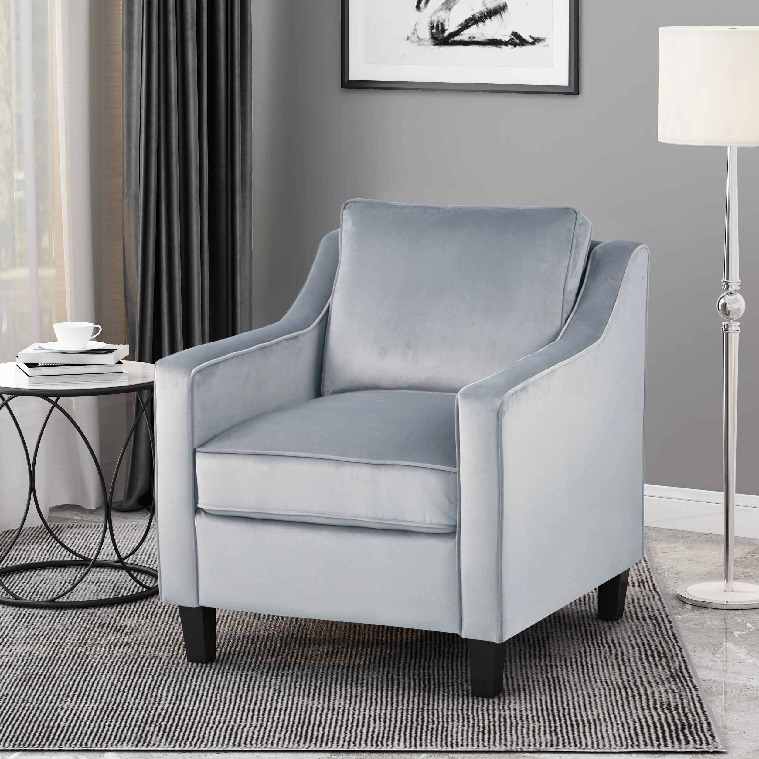 Sonny Contemporary Velvet Club Chair - furnishings