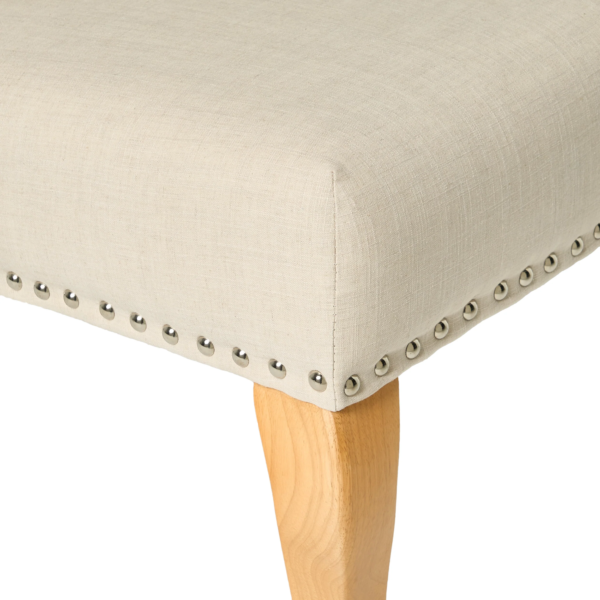 Eva French Country Style Tufted Beige Fabric Wingback Bench - furnishings