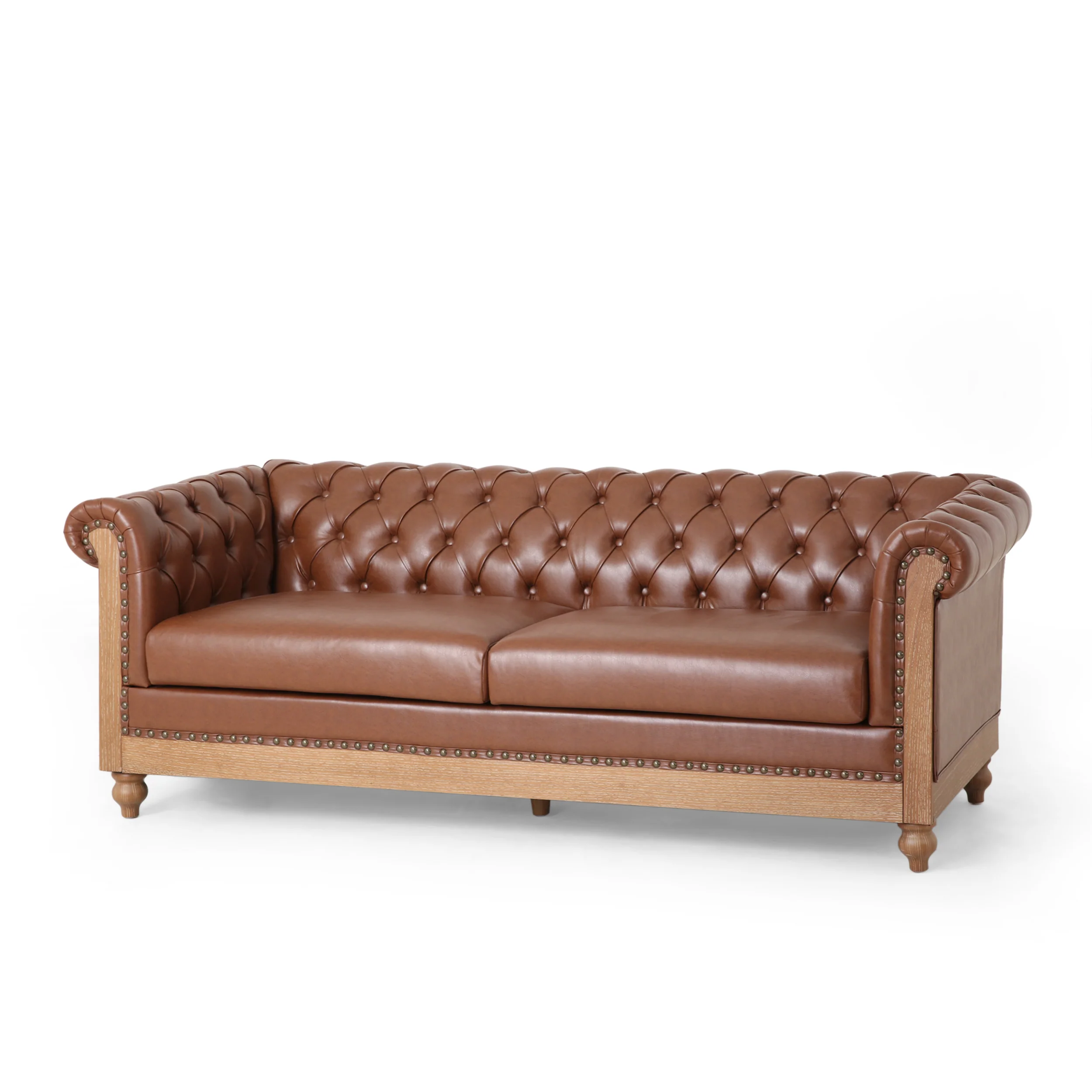 Kinzie Chesterfield Tufted 3 Seater Sofa with Nailhead Trim - furnishings