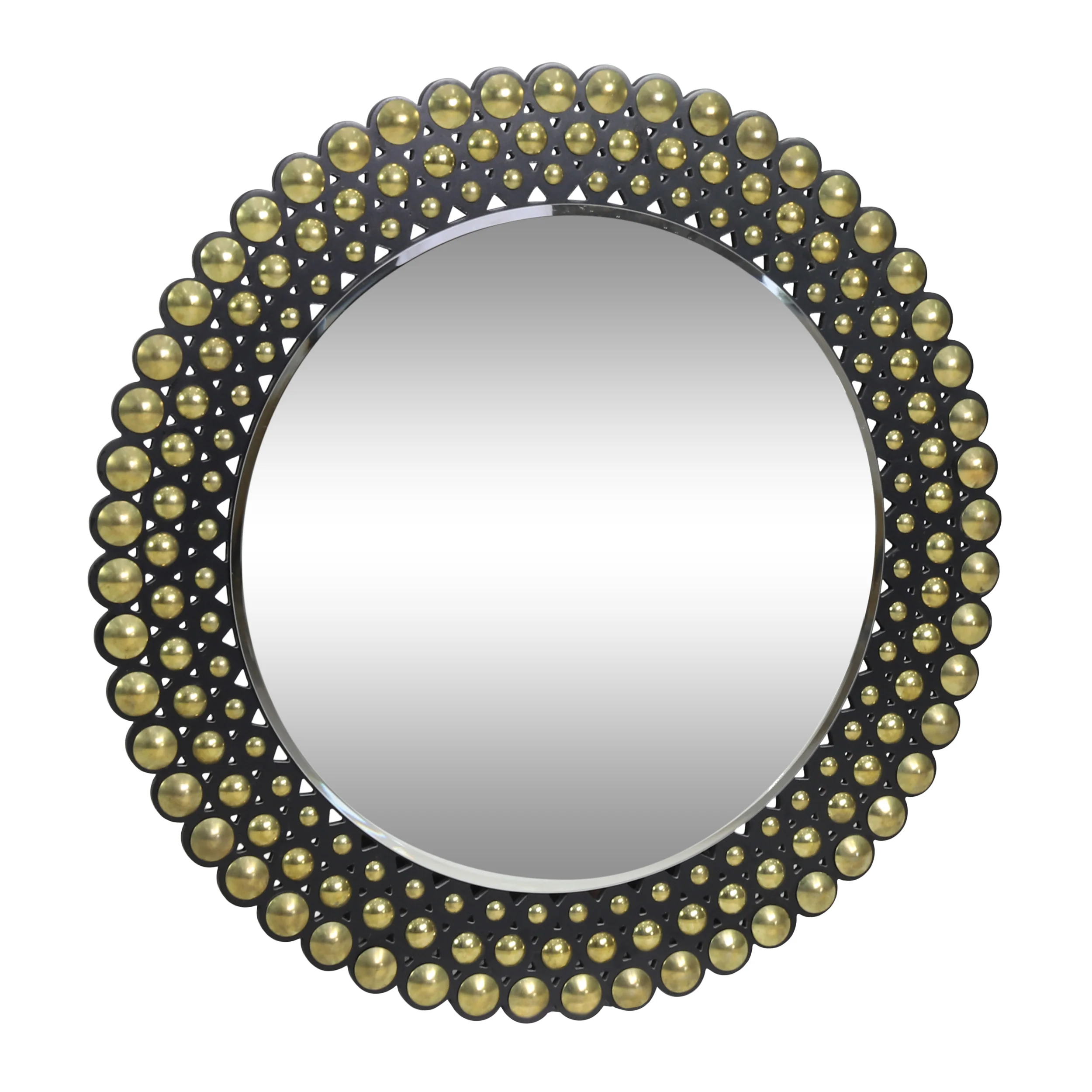 Abels Contemporary Studded Round Wall Mirror - furnishings