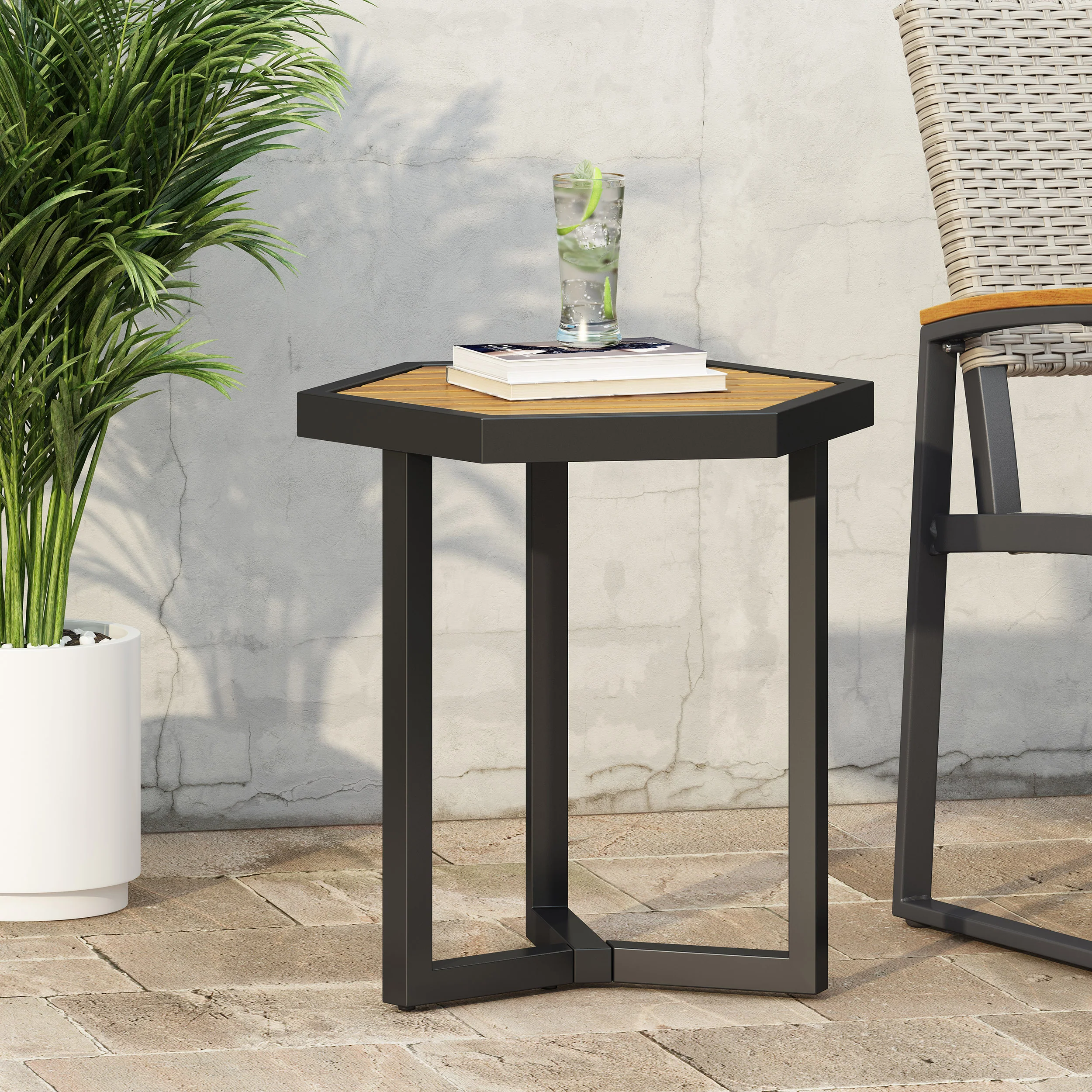 Taos Outdoor Acacia Wood Side Table - furnishings