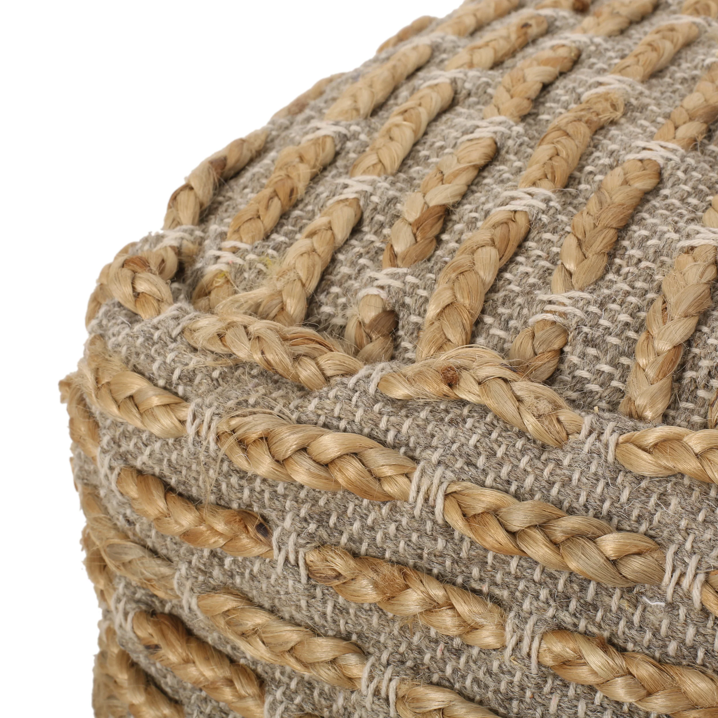 Berea Boho Handcrafted Fabric Cube Pouf, Natural - furnishings