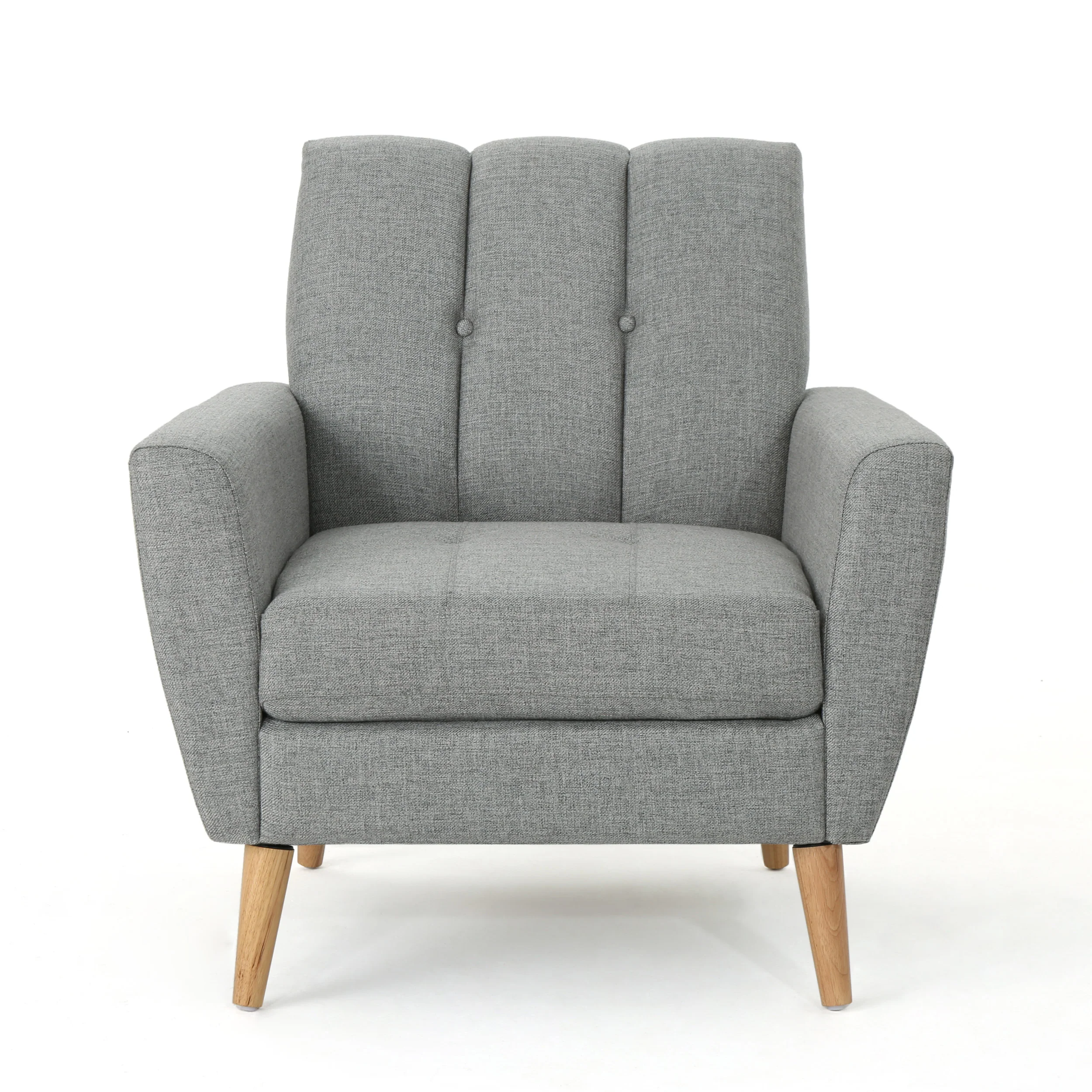 Angelica Mid Century Button Tufted Fabric Club Chair with Channel Stitching - furnishings