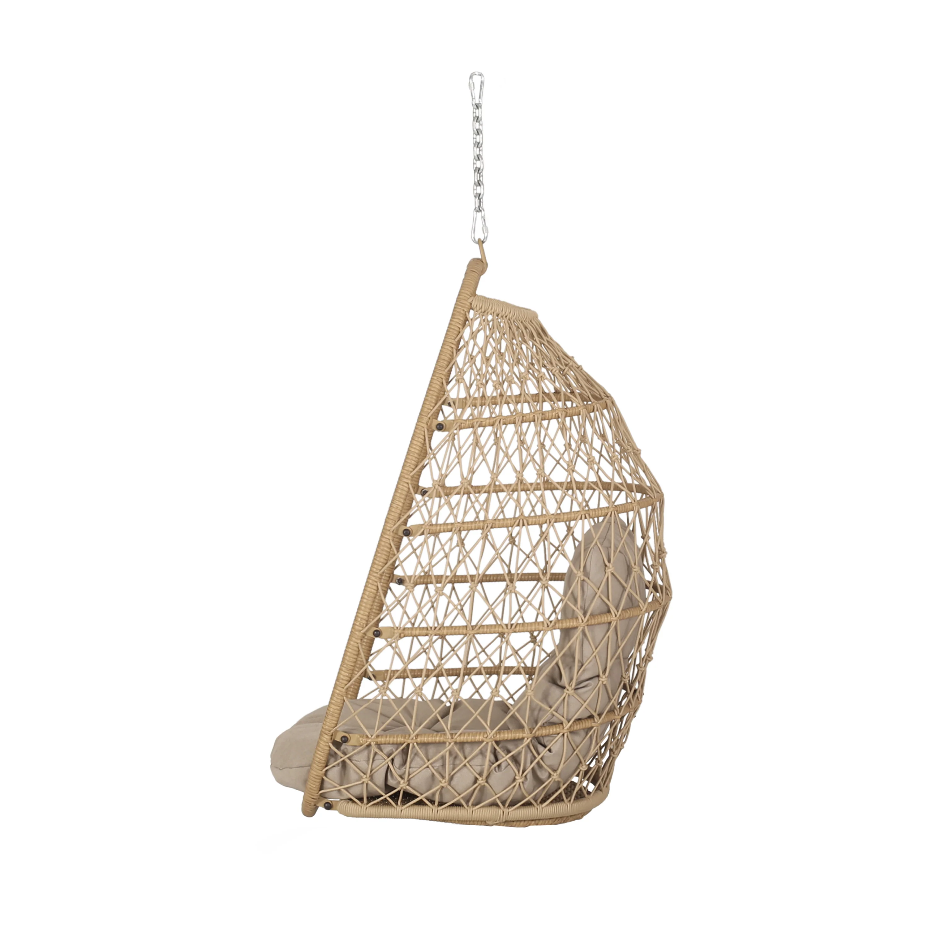 Coloma Outdoor Wicker Hanging Basket Chair with Cushions - furnishings