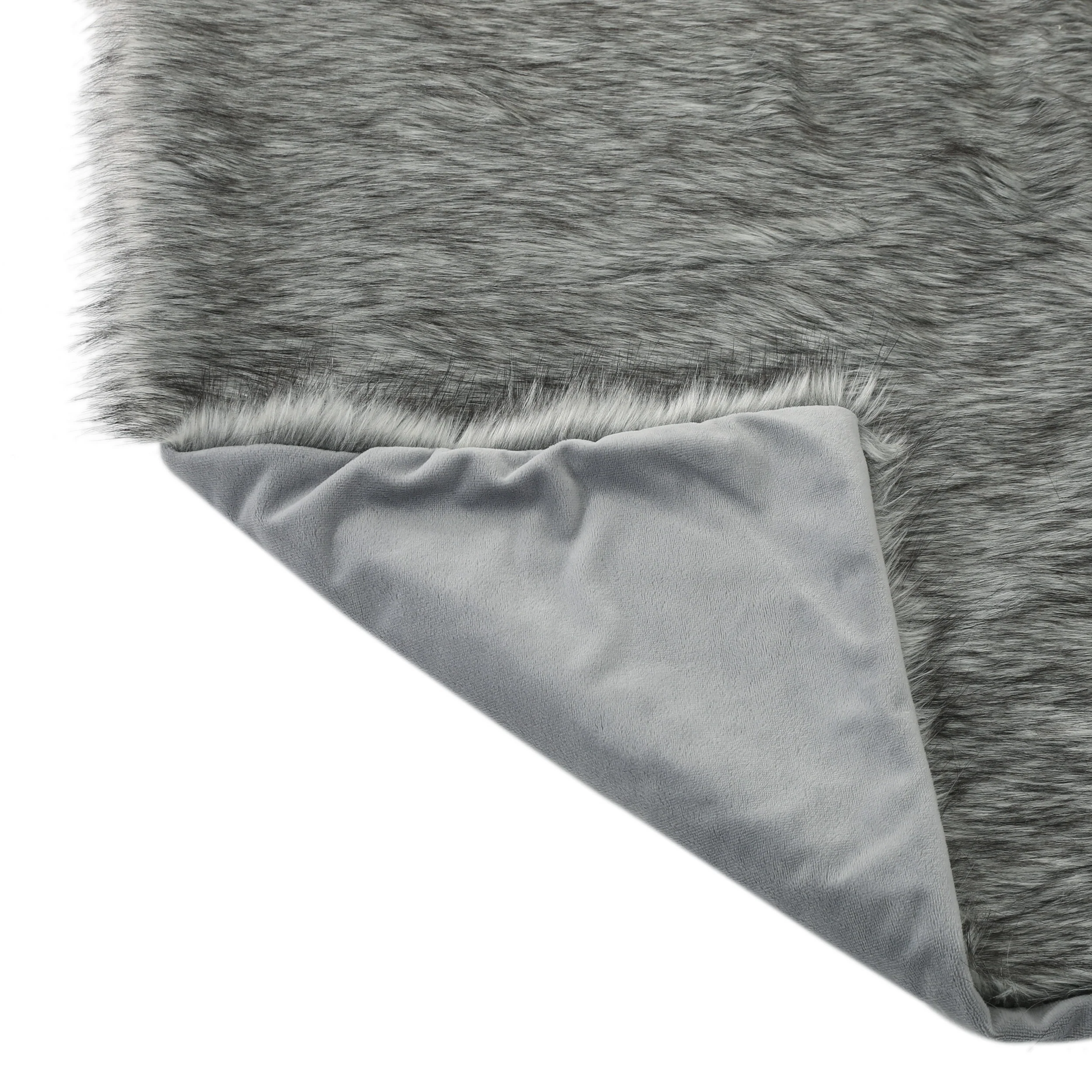 Laraine Modern Glam Rectangular Taupe Faux Fur Throw Blanket - furnishings