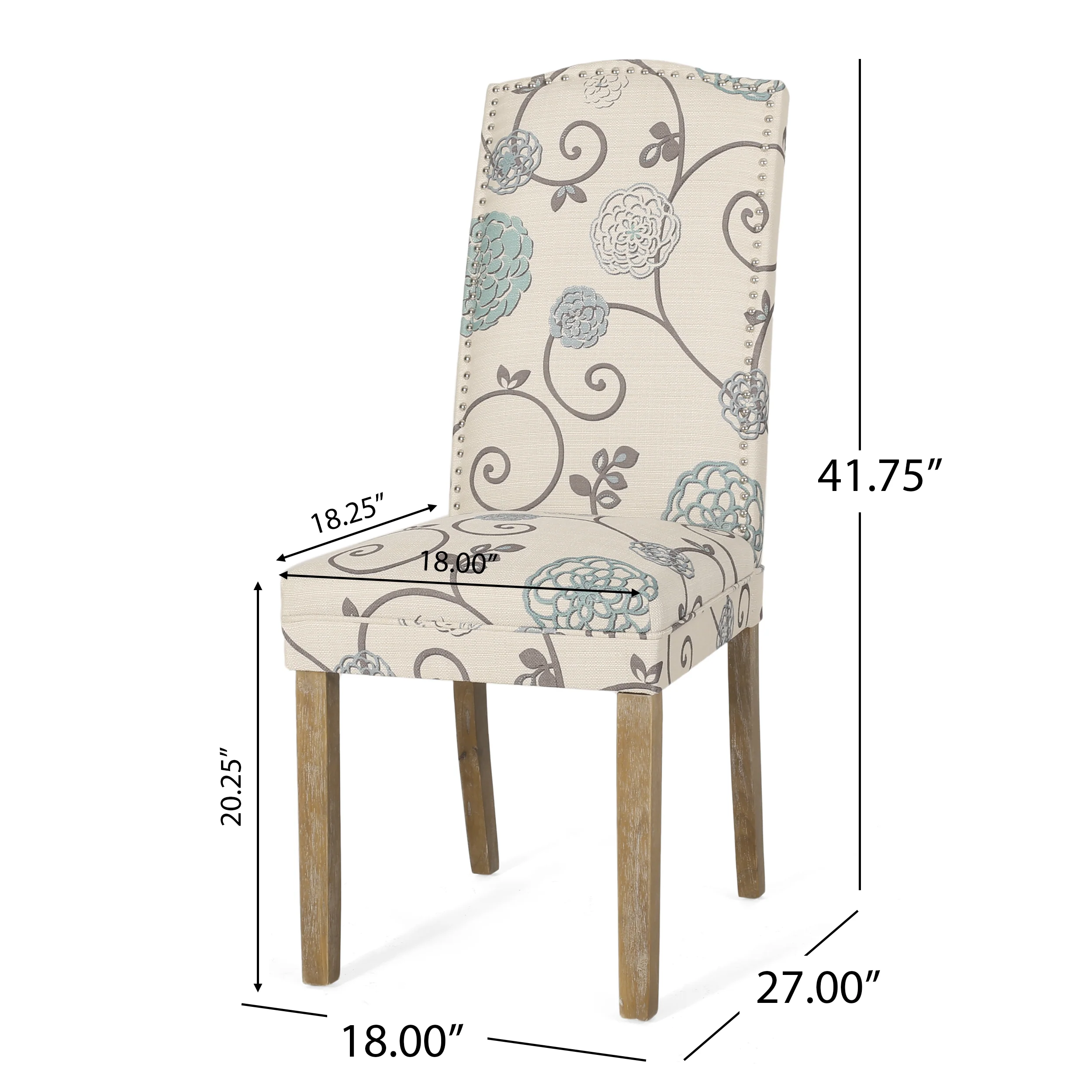 Geromin Contemporary Fabric Dining Chairs with Nailhead Trim, Set of 2 - furnishings