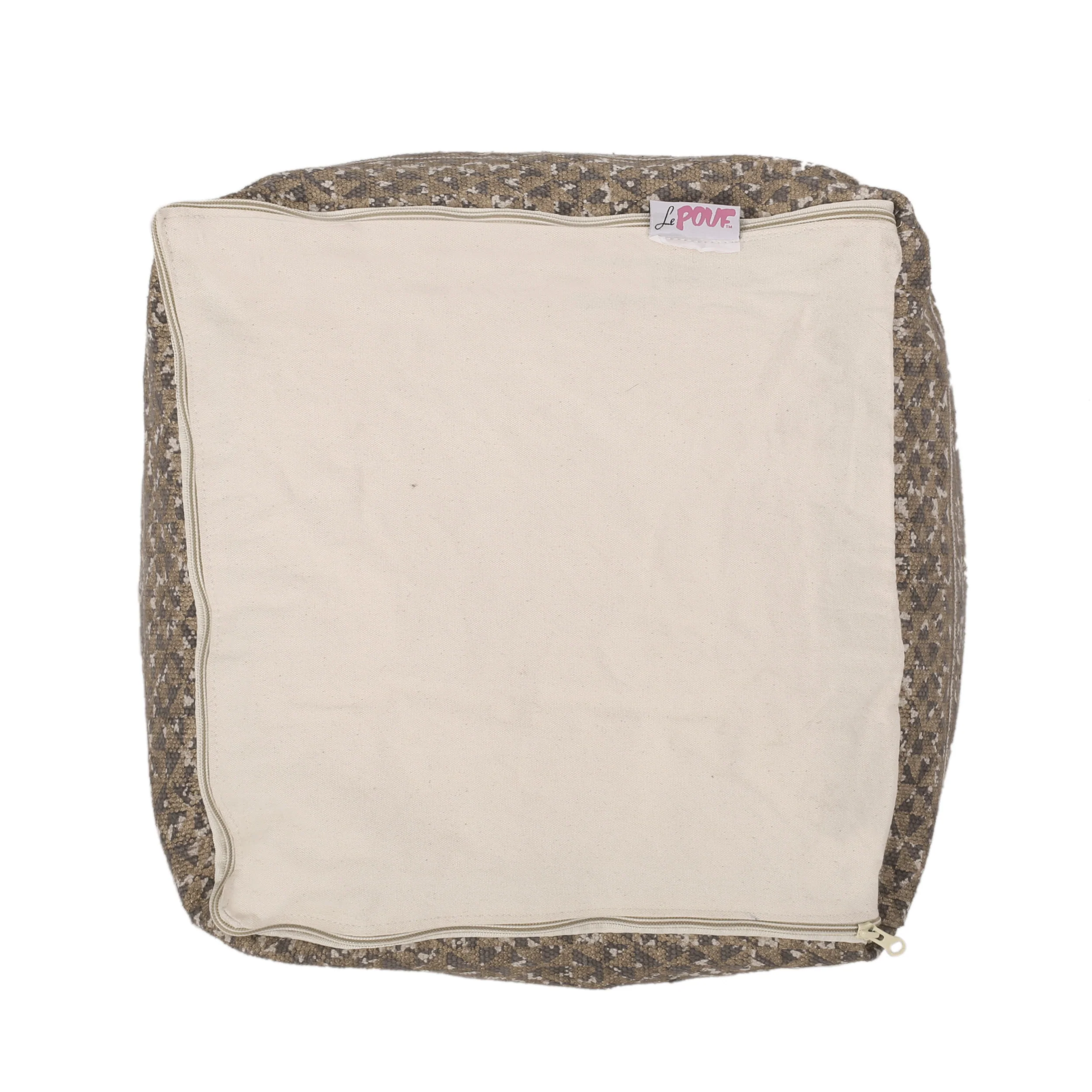 Hinton Handcrafted Boho Fabric Cube Pouf - furnishings