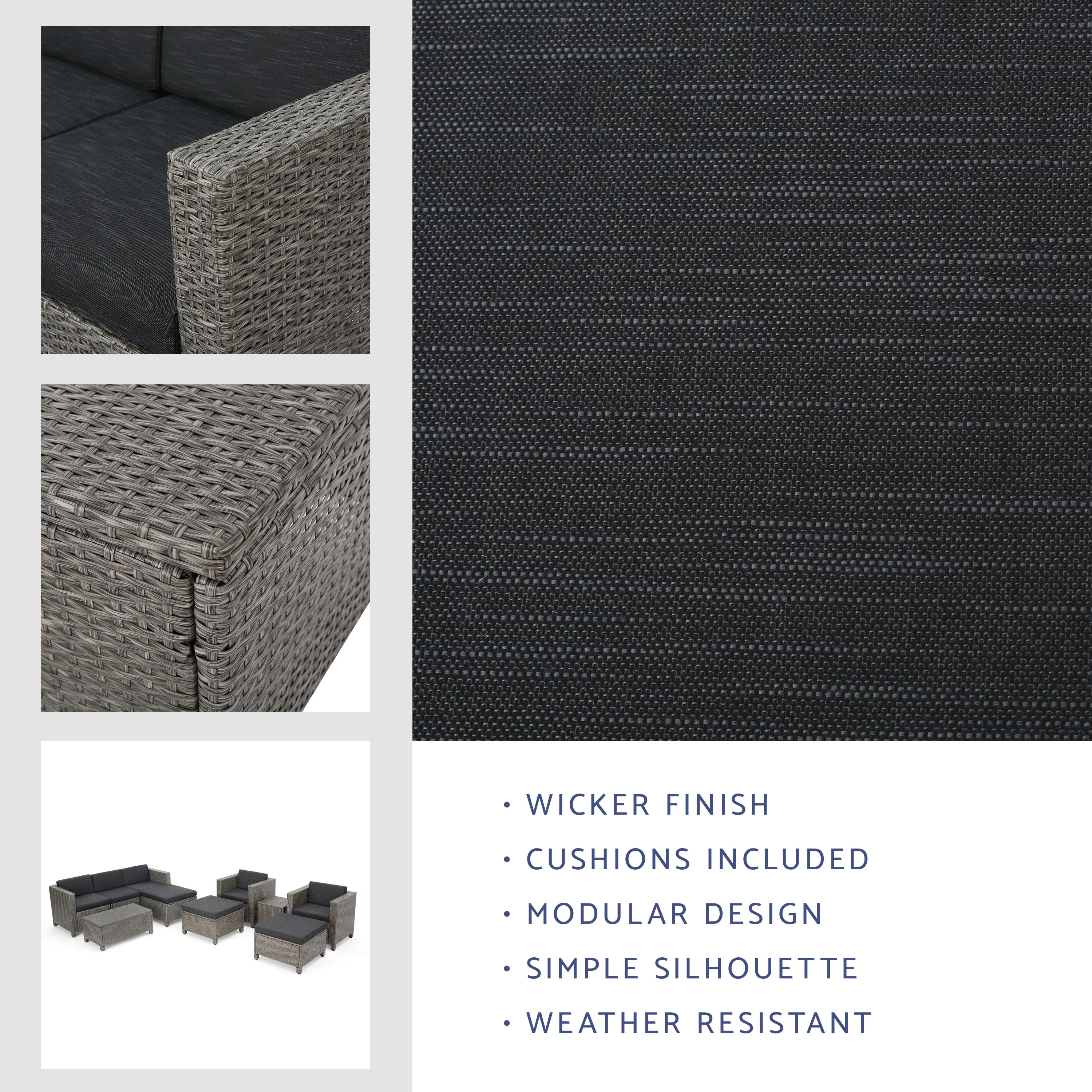 Feronia Outdoor 10 Piece Wicker Sofa Collection w/ Water Resistant Cushions - furnishings
