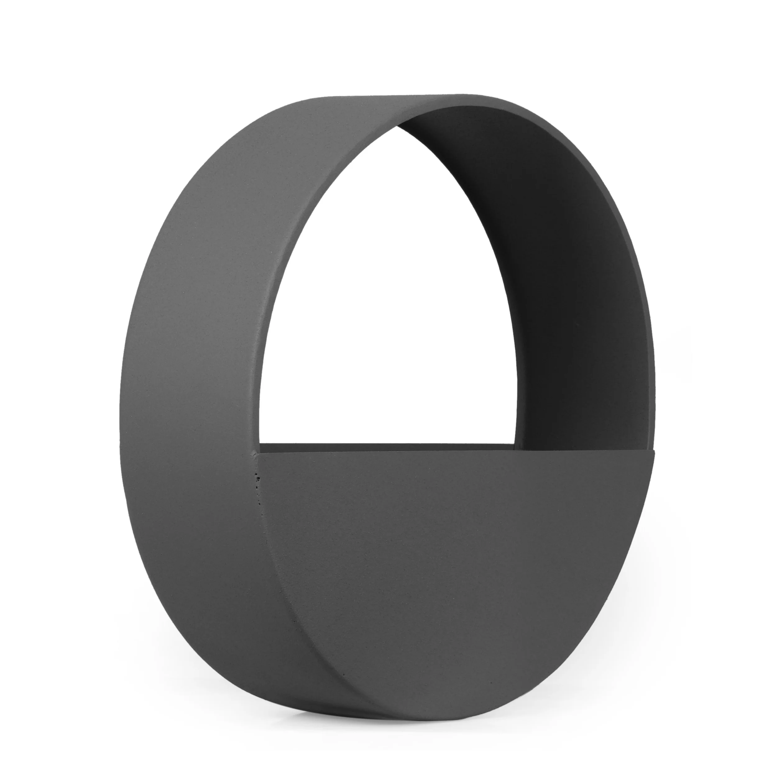 Beall Ware Modern Handcrafted Round Wall Planter, Gray - furnishings