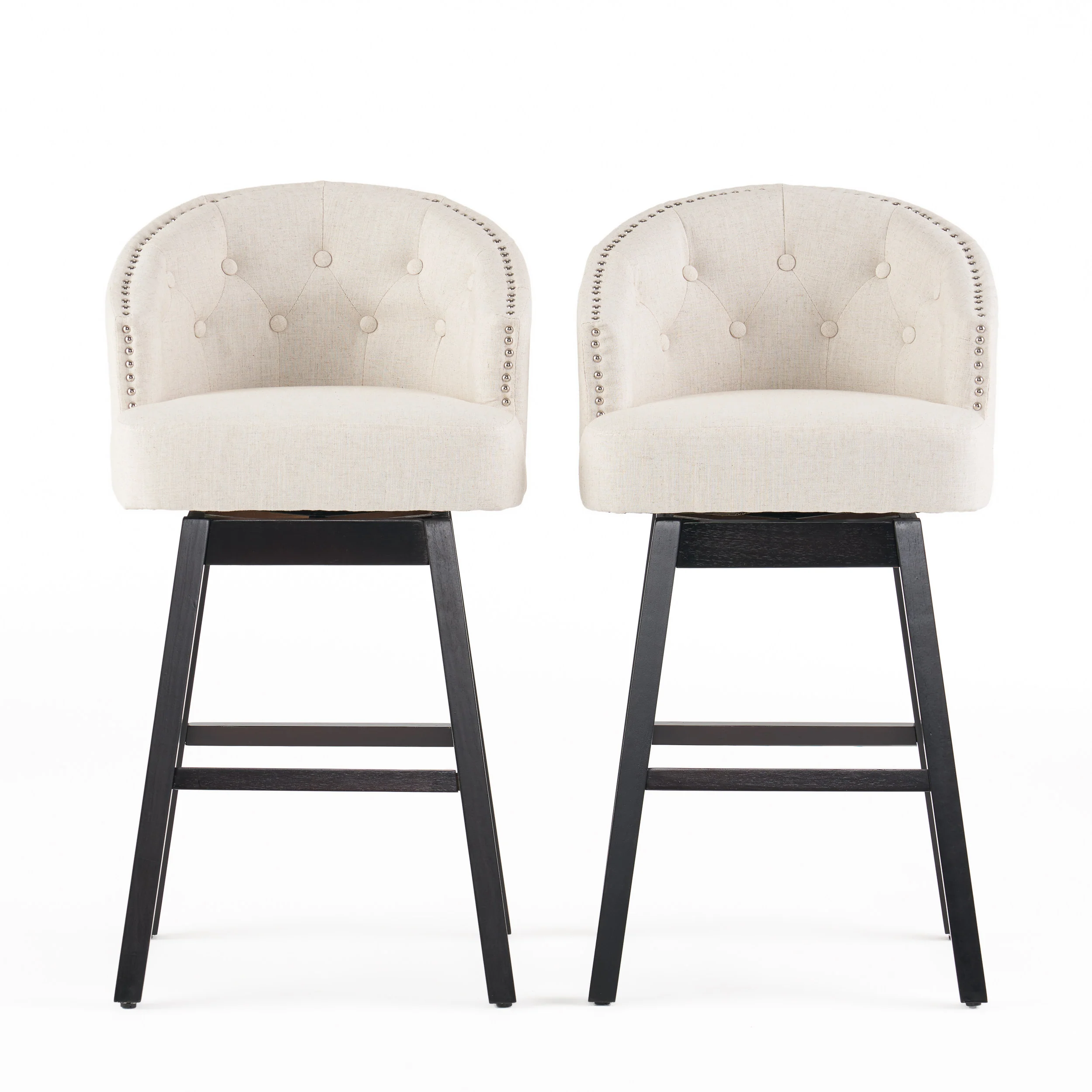 Westman 30-Inch Beige Fabric Swivel Backed Barstool (Set of 2) - furnishings