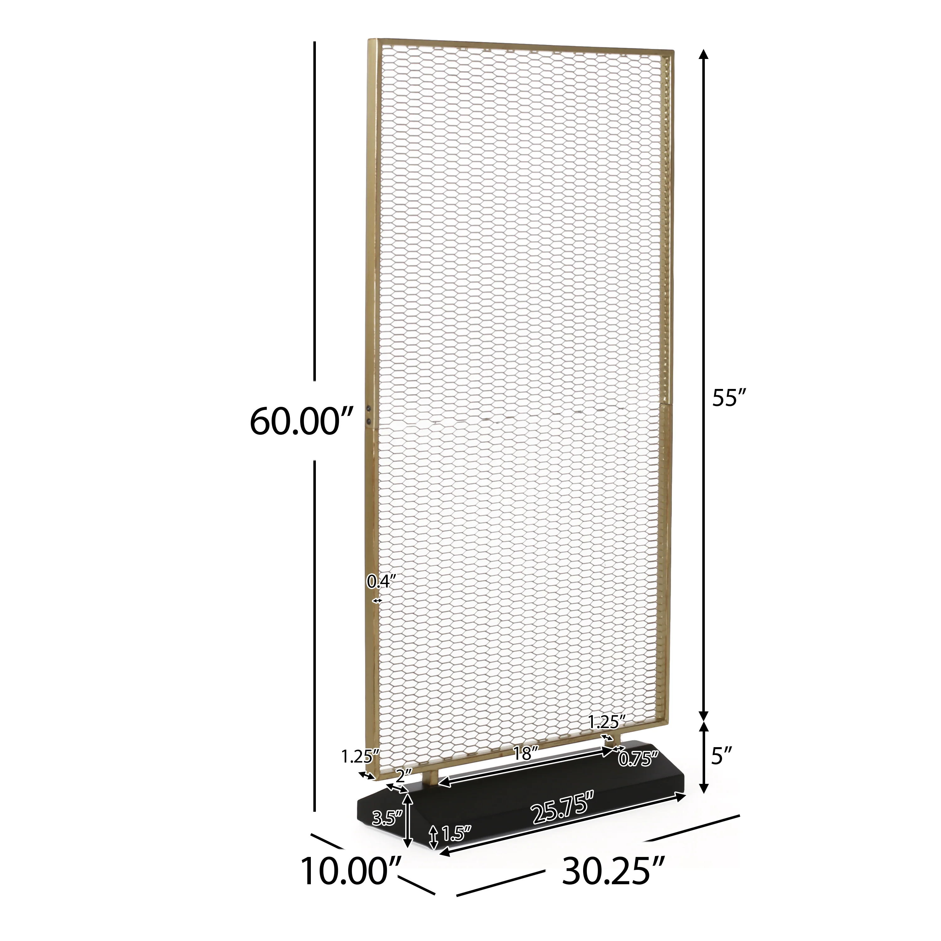 Jessamine Modern Mesh Room Divider, Gold Brushed Brown and Black - furnishings