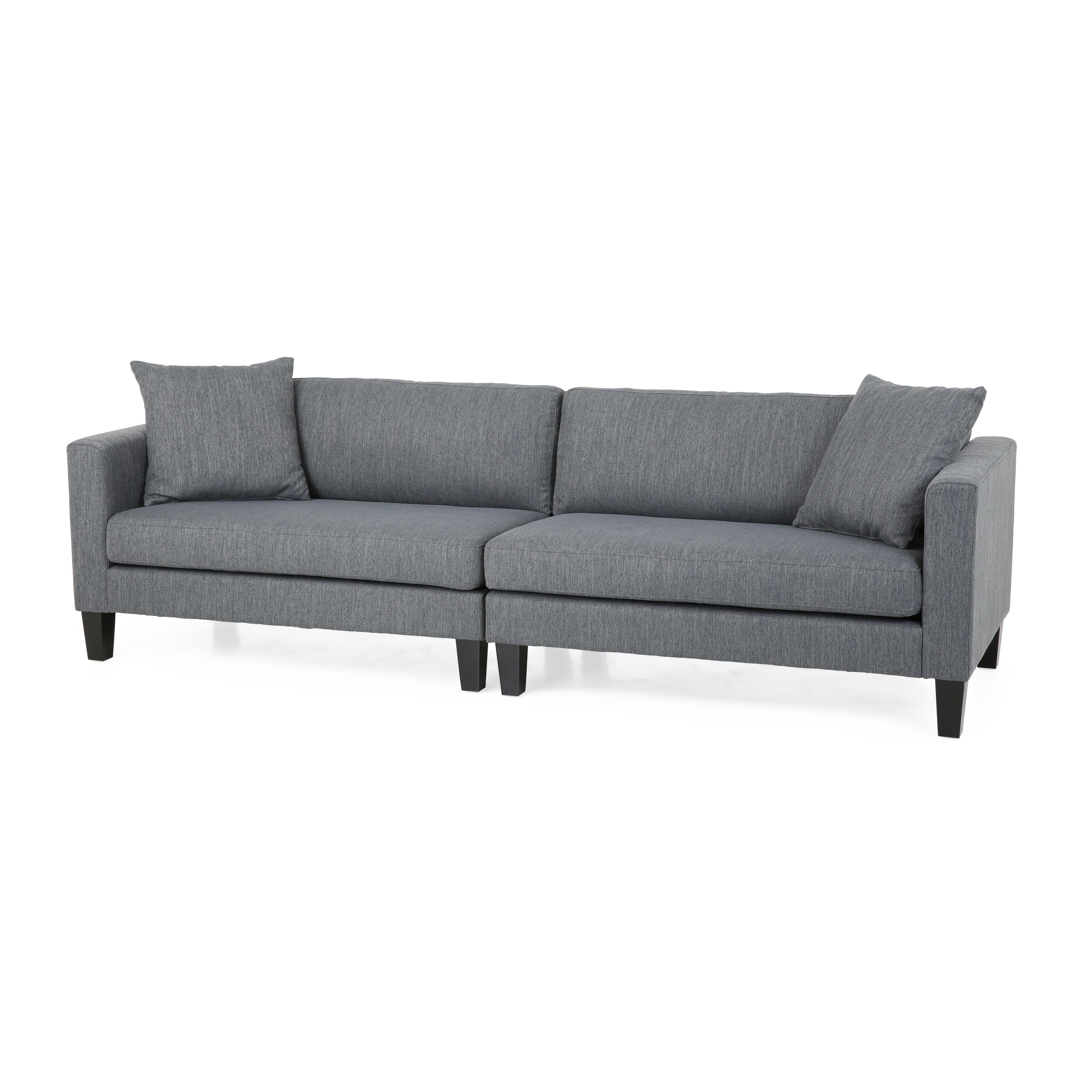 Ilaan Contemporary 4 Seater Fabric Sofa with Accent Pillows - furnishings