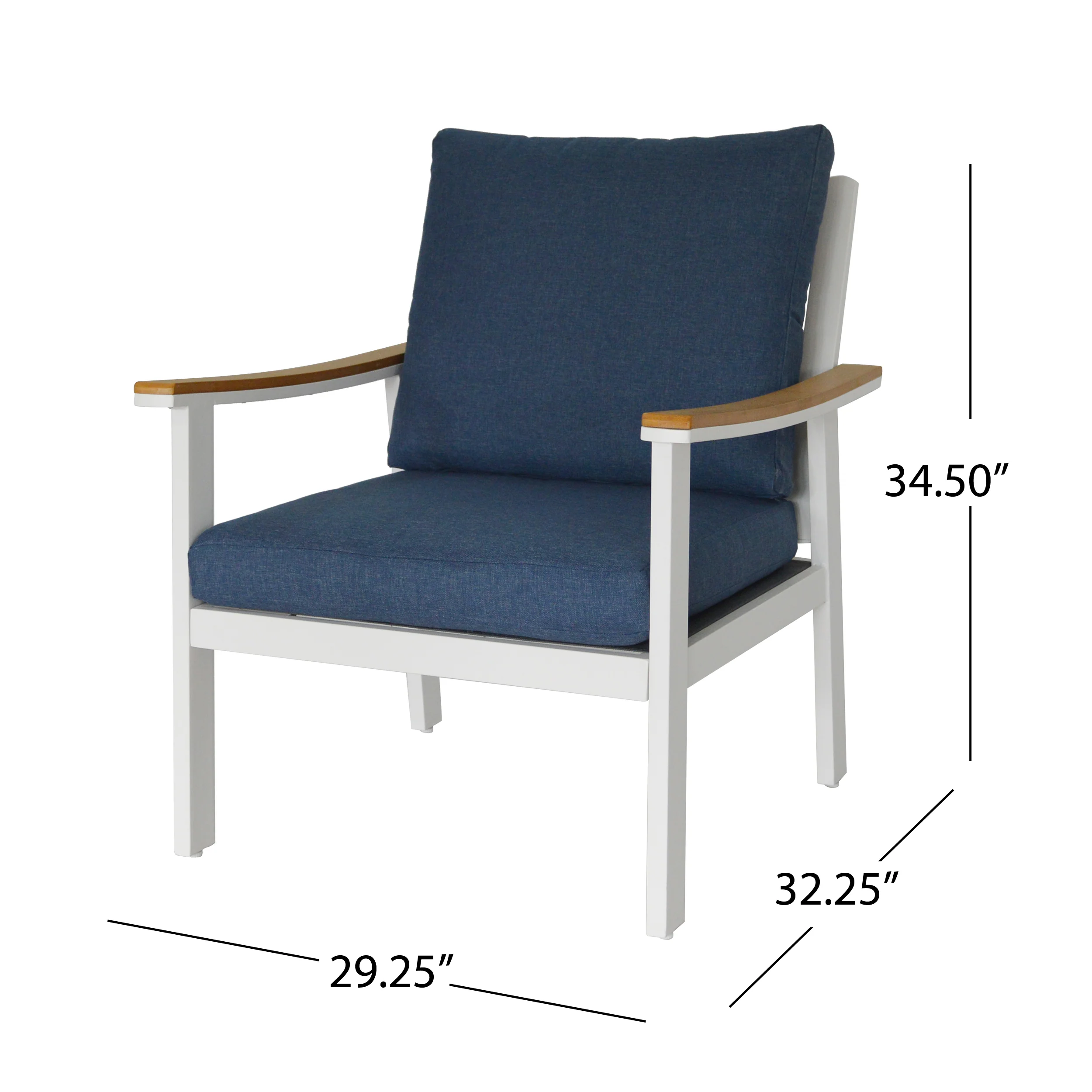 Mathias Outdoor 4 Piece Aluminum and Faux Wood Chat Set with Cushions - furnishings