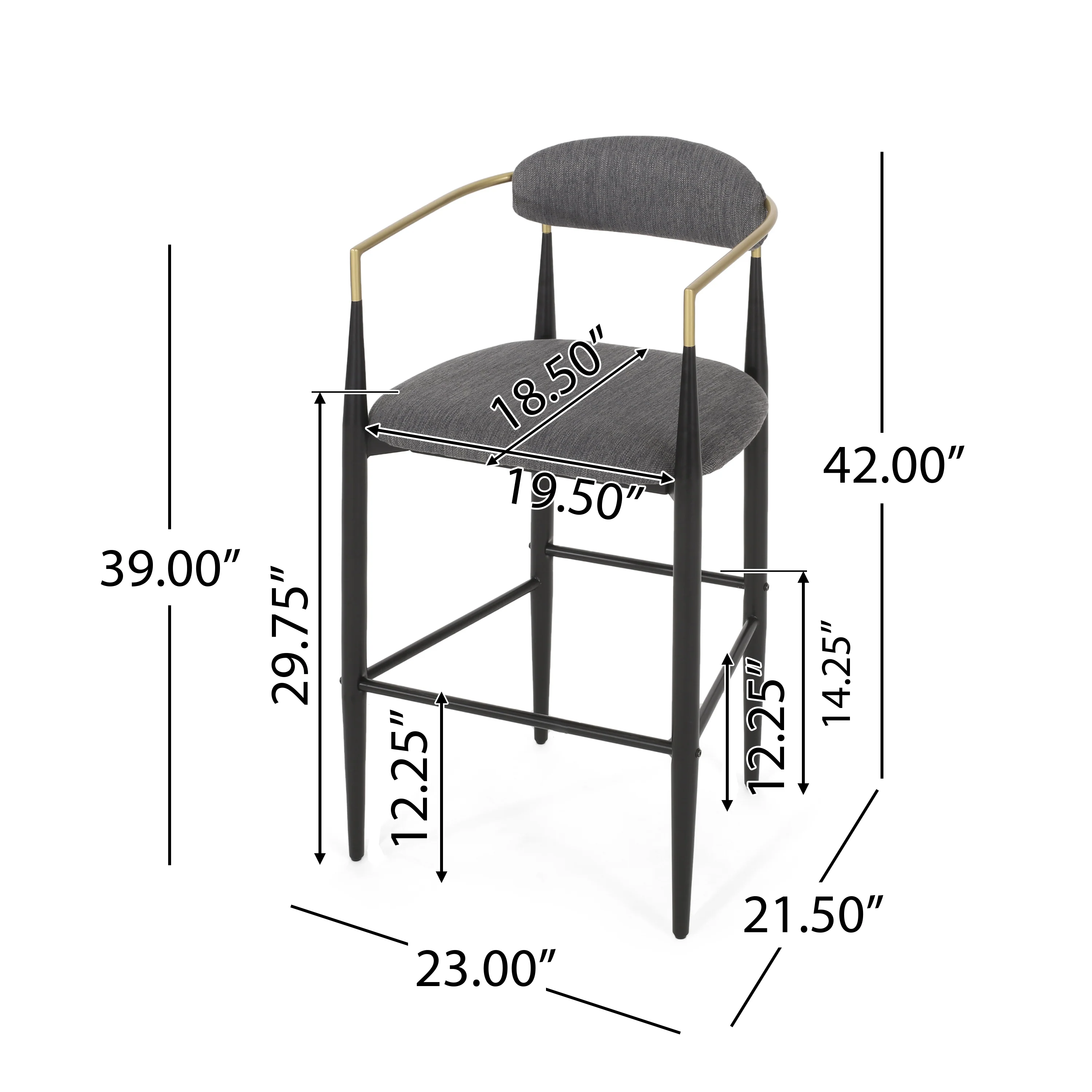 Camas Modern Fabric Upholstered Iron 30 Inch Barstools Set of 2 - furnishings
