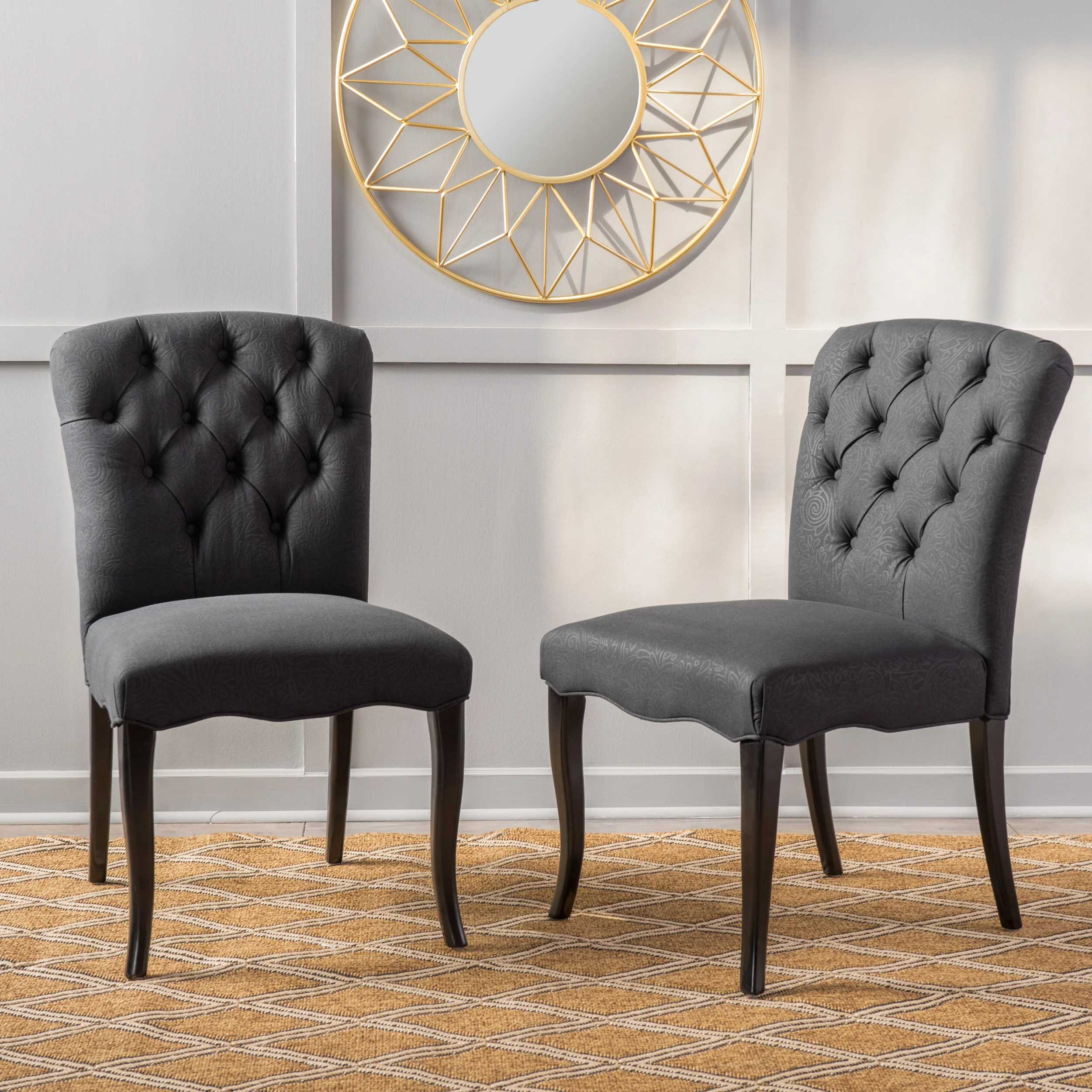 Hallie Traditional Tufted Armless Dining Chairs (Set of 2) - furnishings