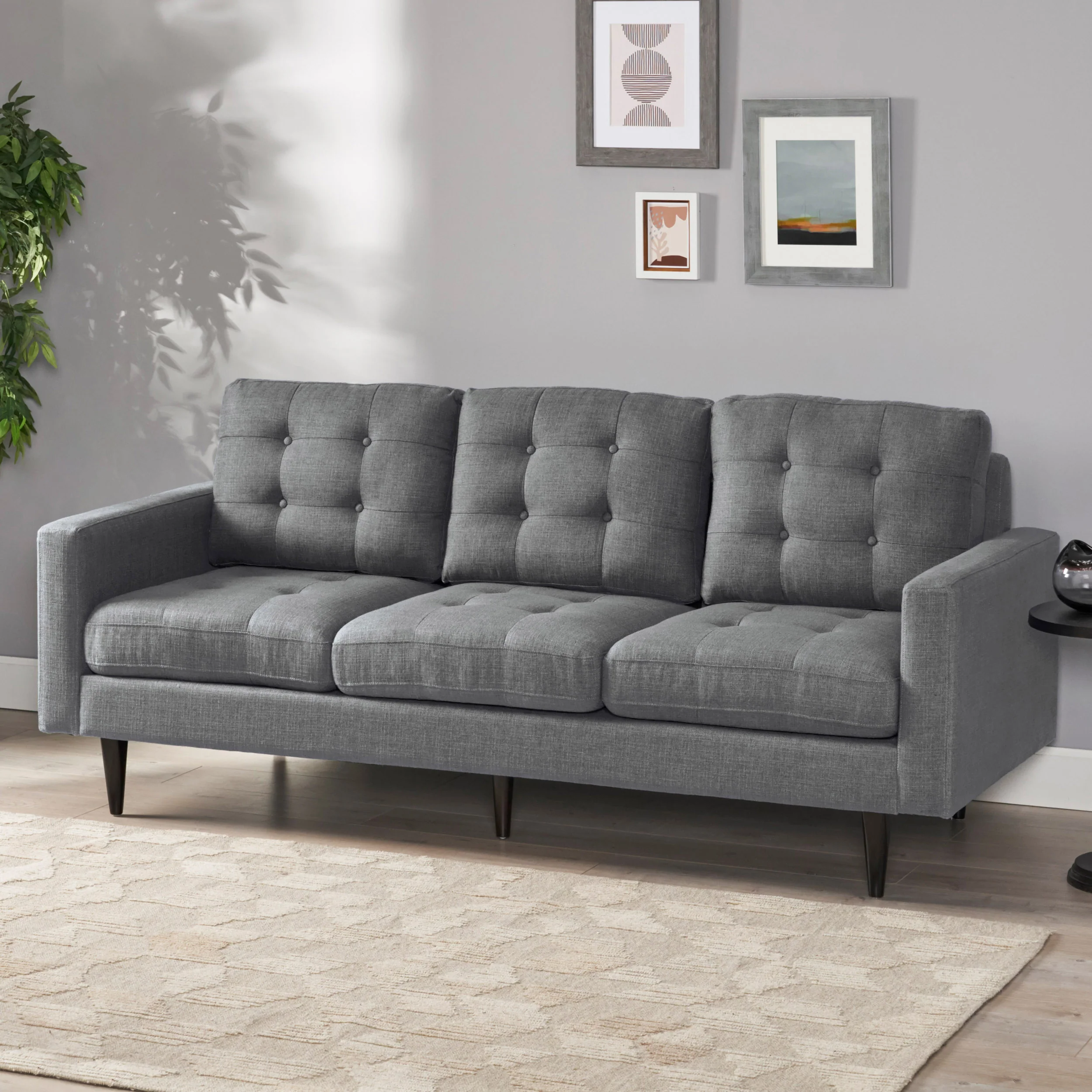 Ayumi Contemporary Tufted Fabric 3 Seater Sofa - furnishings