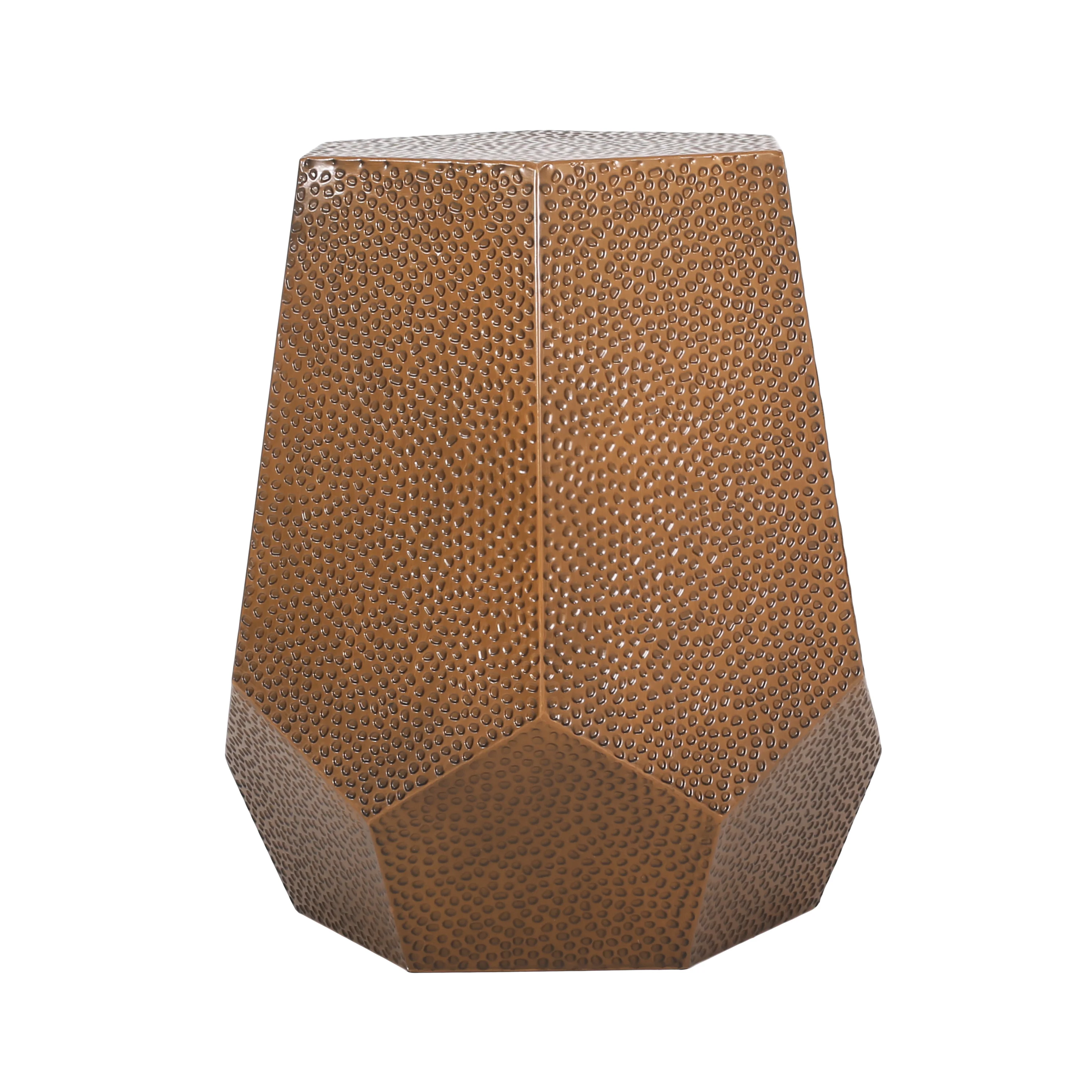 Spofford Modern Hammered Iron Geometric Side Table - furnishings