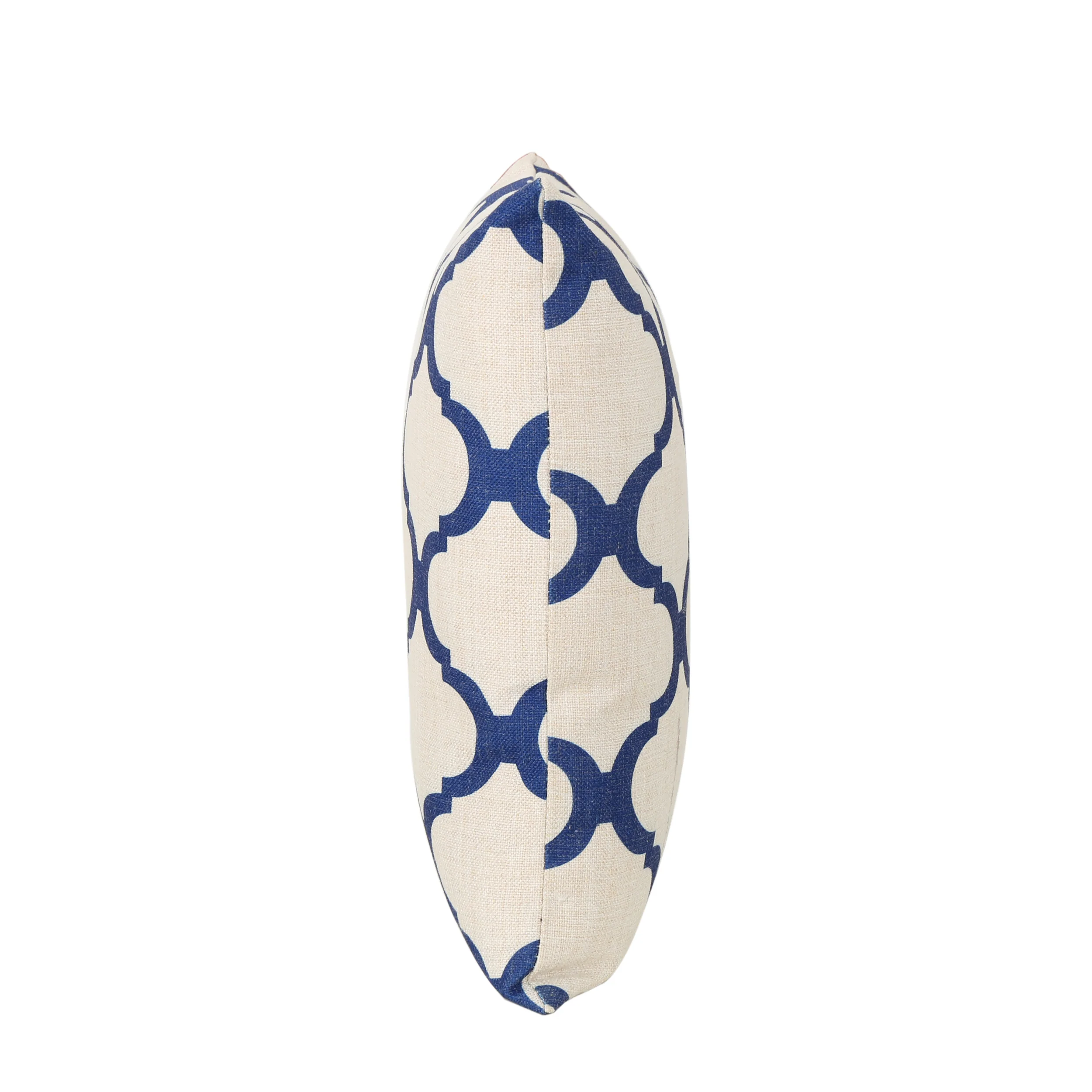 Oscar Outdoor Water Resistant 18-inch Square Pillow, Blue on Beige - furnishings