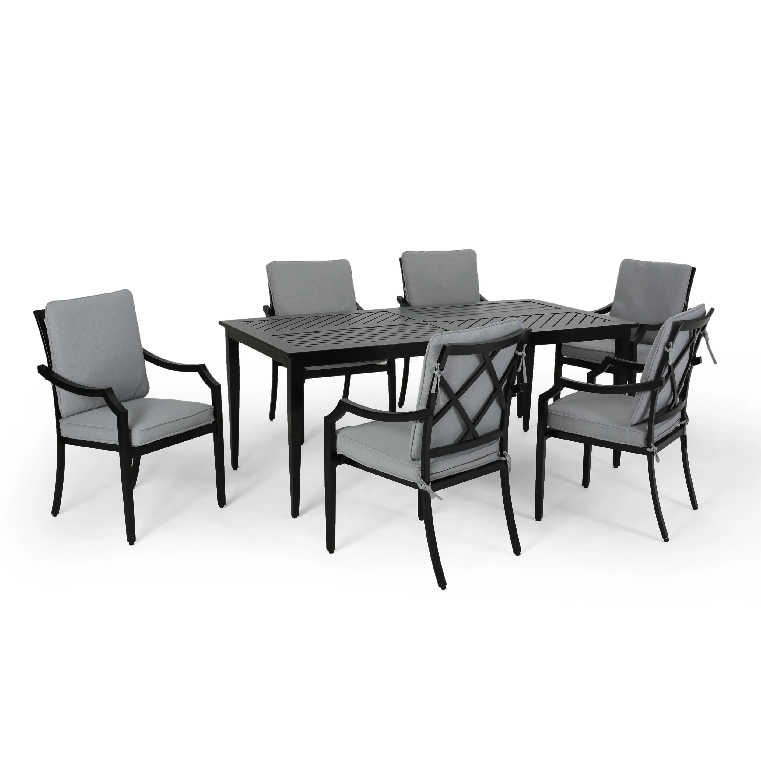 Carlson Diego Outdoor 6 Seater Aluminum Rectangular Dining Set - furnishings