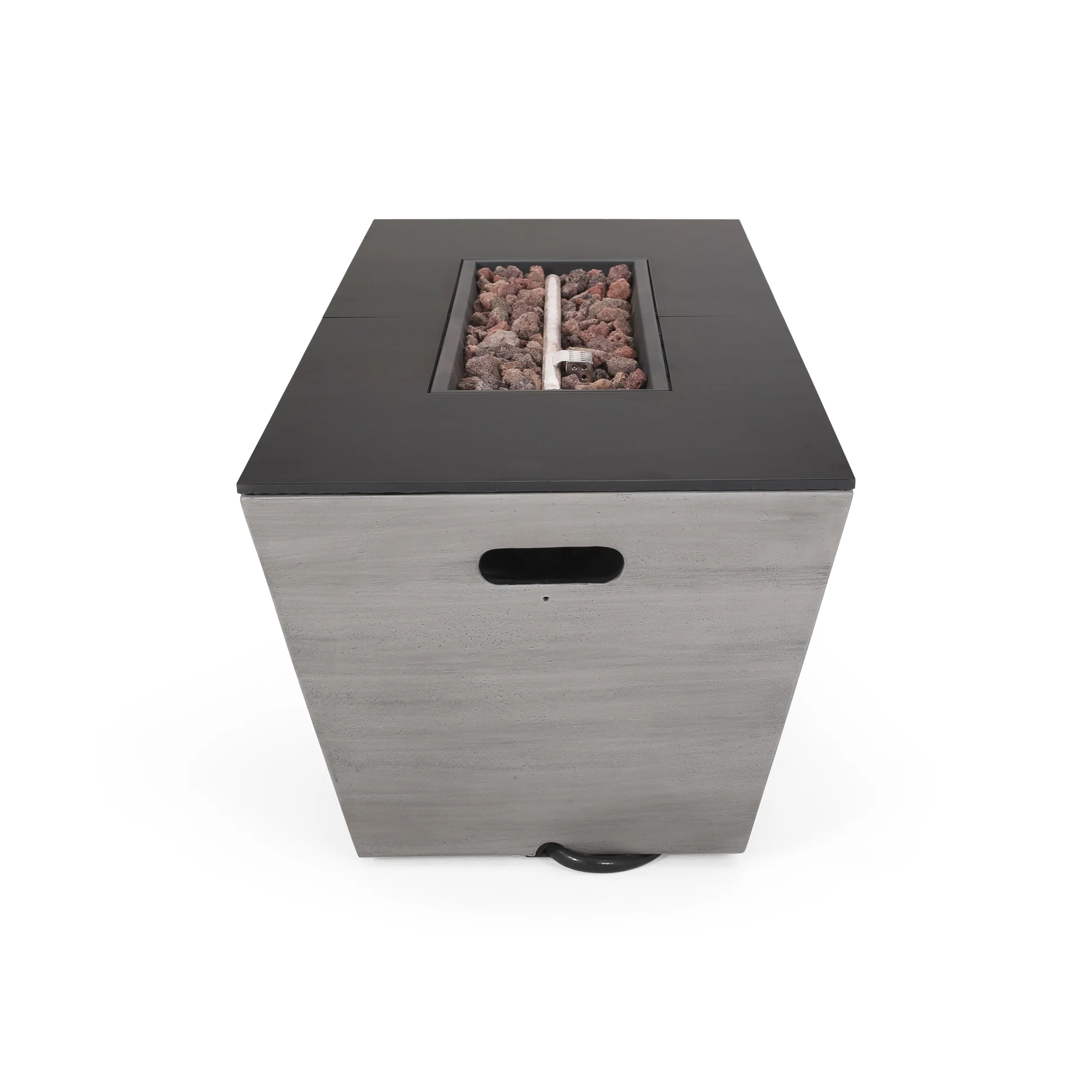 Harmon Outdoor 50,000 BTU Lightweight Concrete and Ceramic Rectangular Fire Pit (No Tank Holder), Dark Gray and Black - furnishings