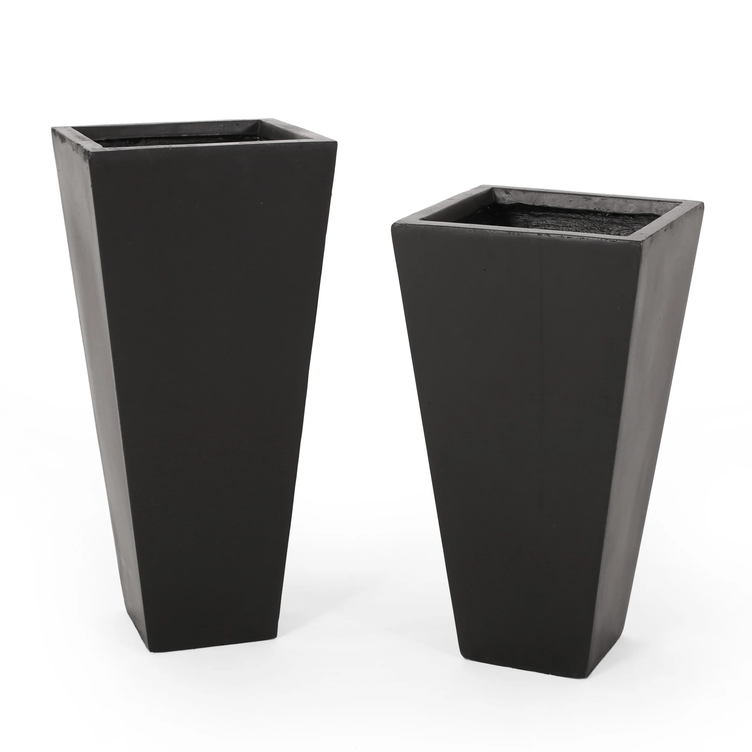 Fardeen Outdoor Modern Medium and Small Cast Stone Planter Set - furnishings