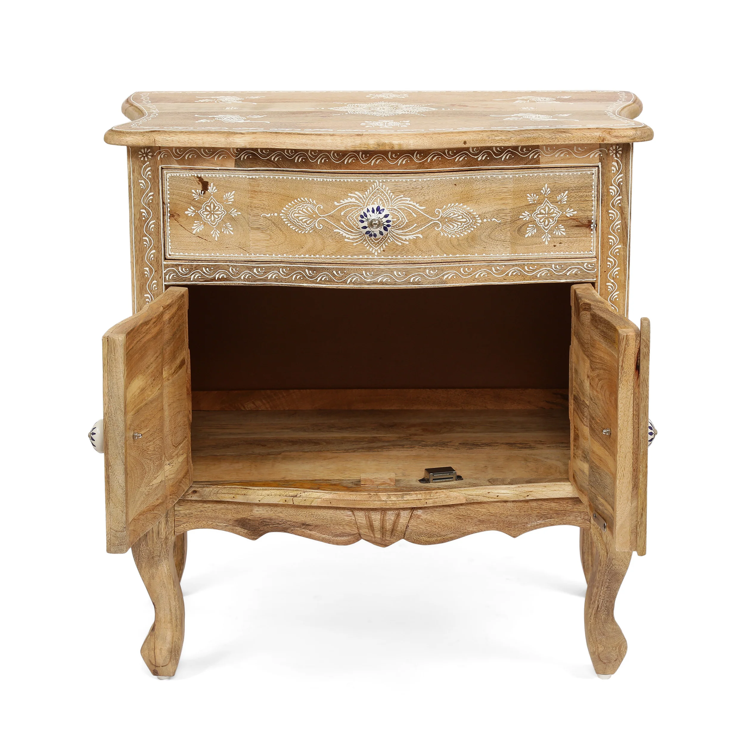 Naylor Handcrafted Boho Mango Wood Cabinet - furnishings