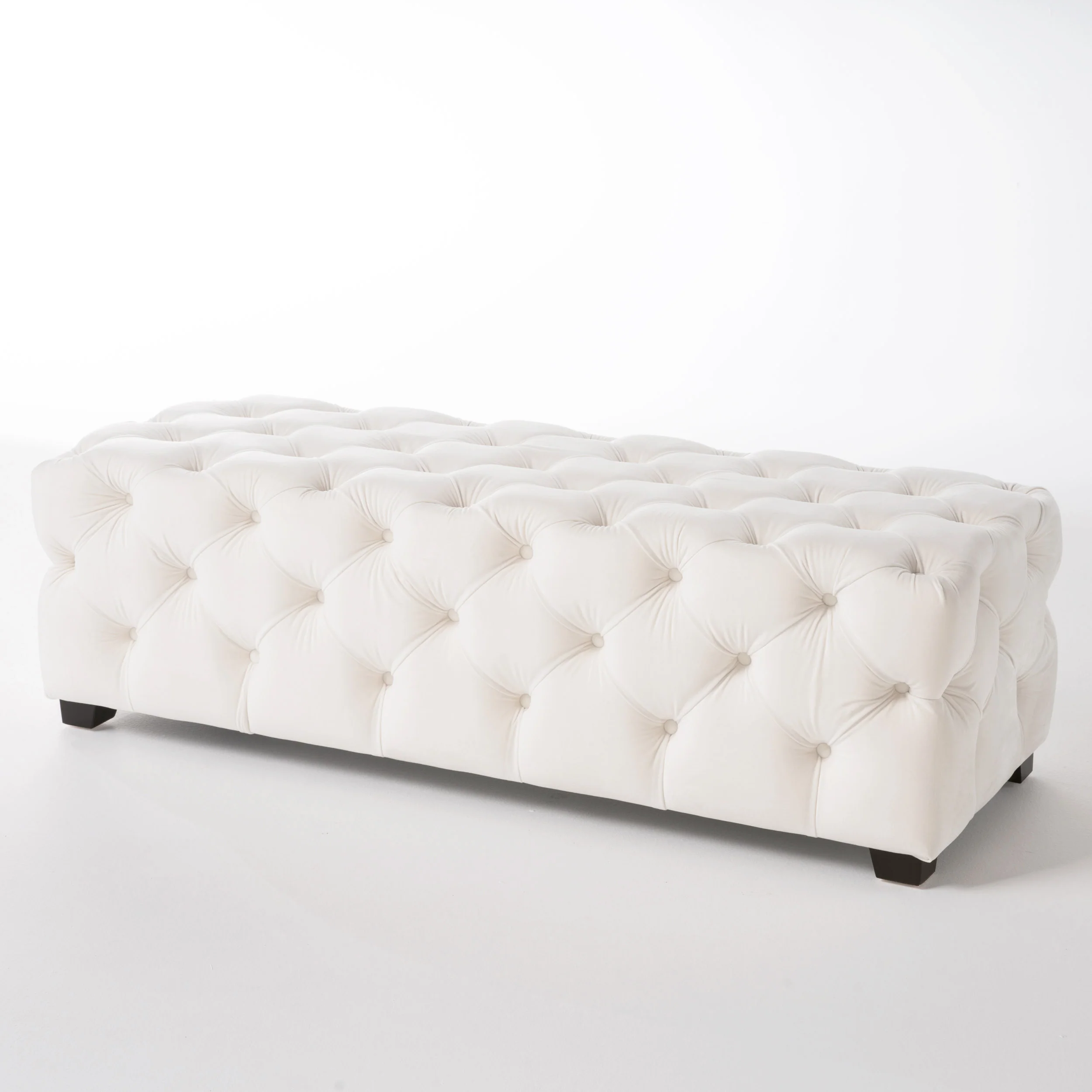 Provence Modern Glam Tufted Velvet Ottoman Bench - furnishings