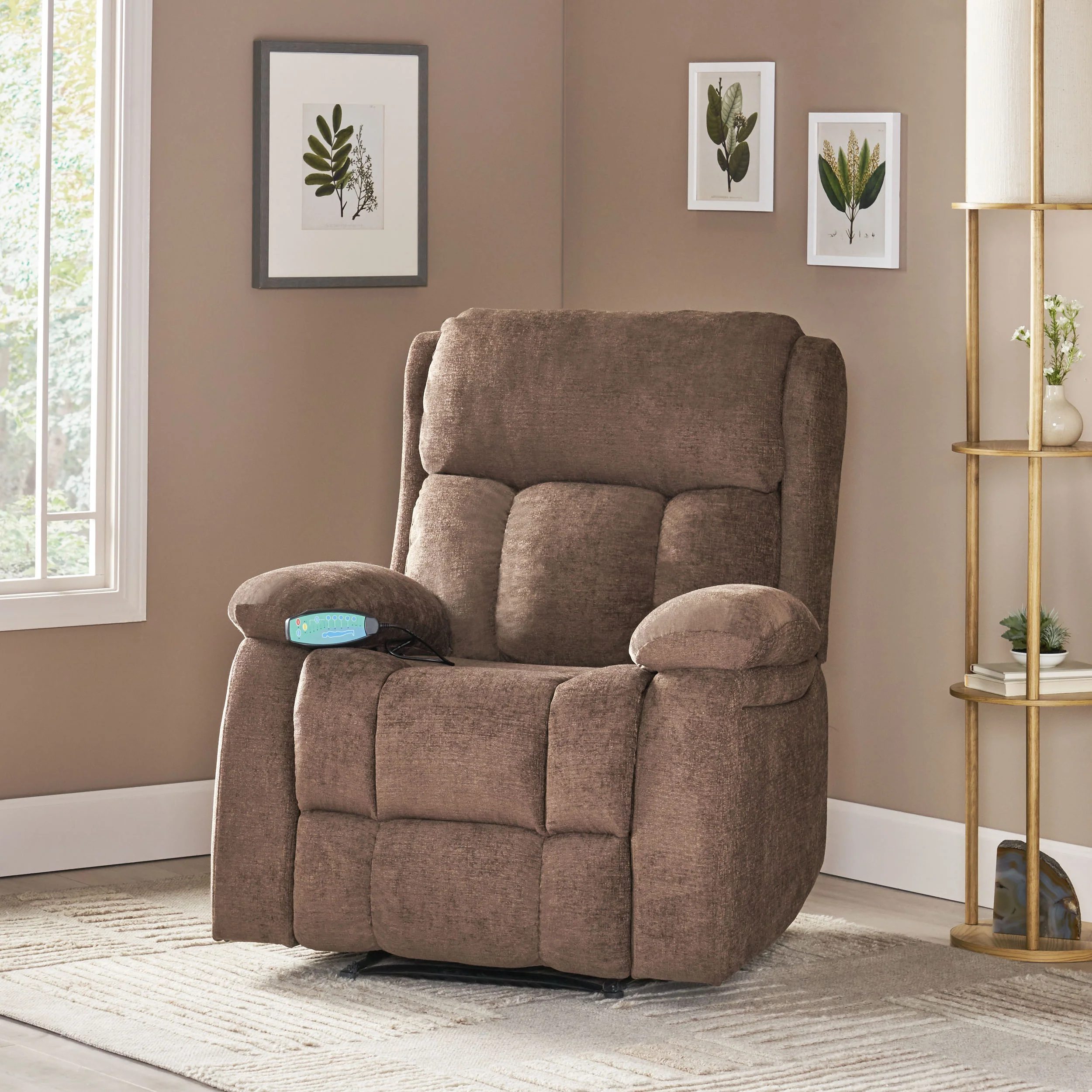 Lexie Contemporary Pillow Tufted Massage Recliner - furnishings