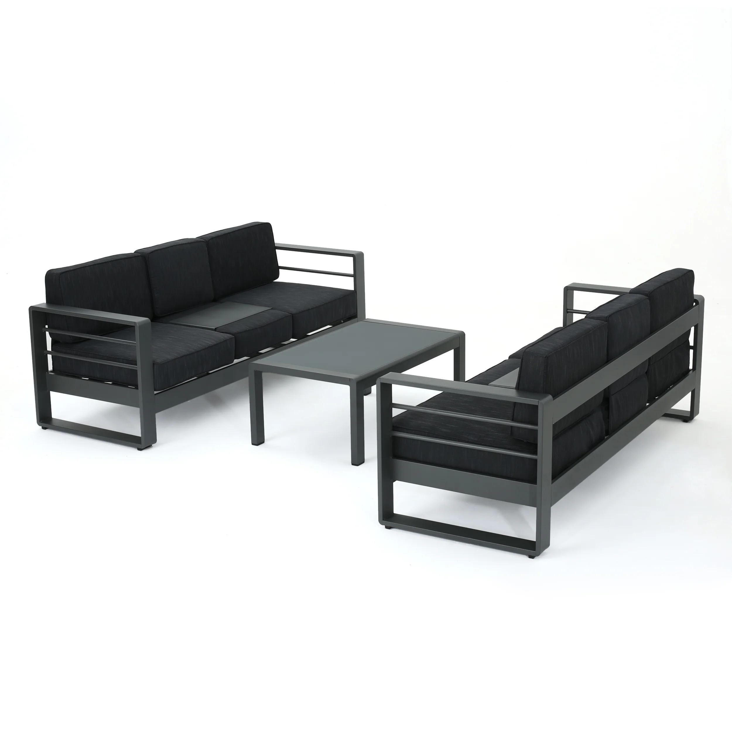 Coral Bay Outdoor Gray Aluminum 3 Piece Sofa Set with Dark Gray Water Resistant - furnishings