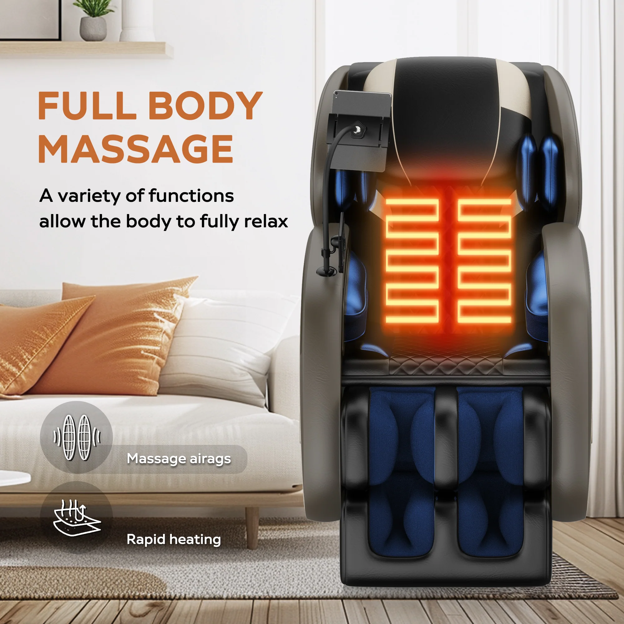 2024 Zero Gravity Full Body Massage Chair with Air Pressure, Heating, and Foot Relaxation - furnishings