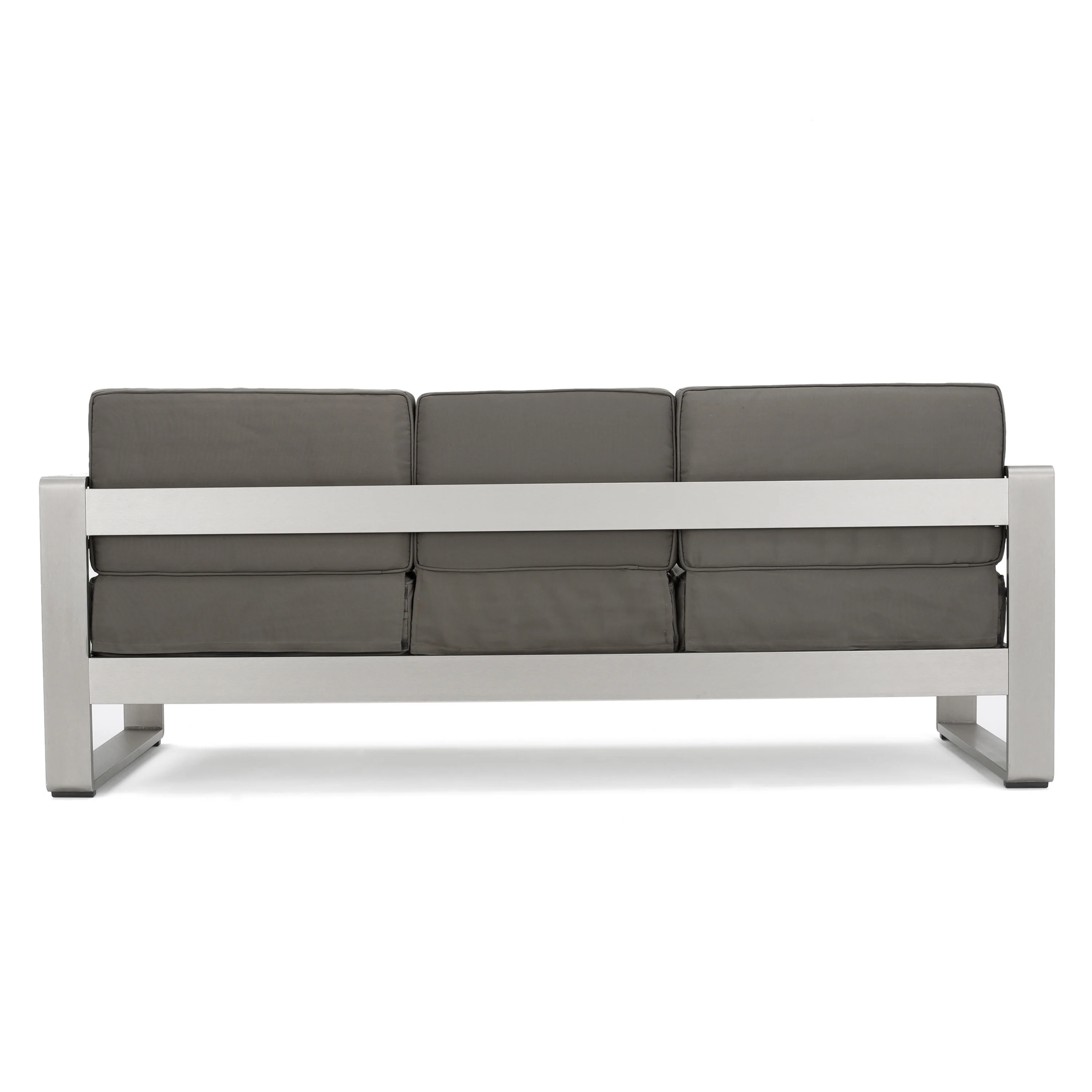 Crested Bay Outdoor Modern Convertible Aluminum Gray Sofa with Tray Insert - furnishings