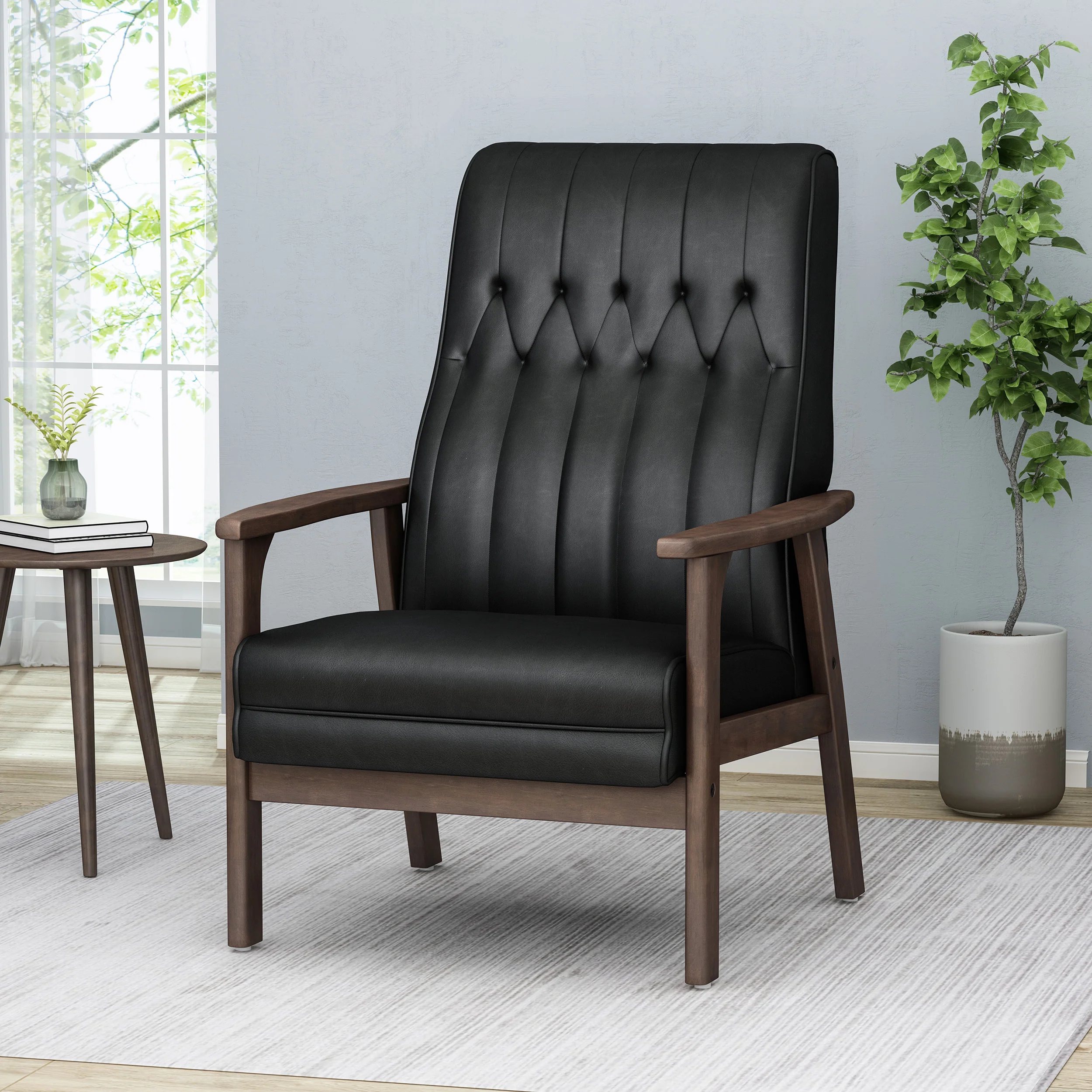 Katharine Mid-Century Faux Leather Modern Accent Chair - furnishings