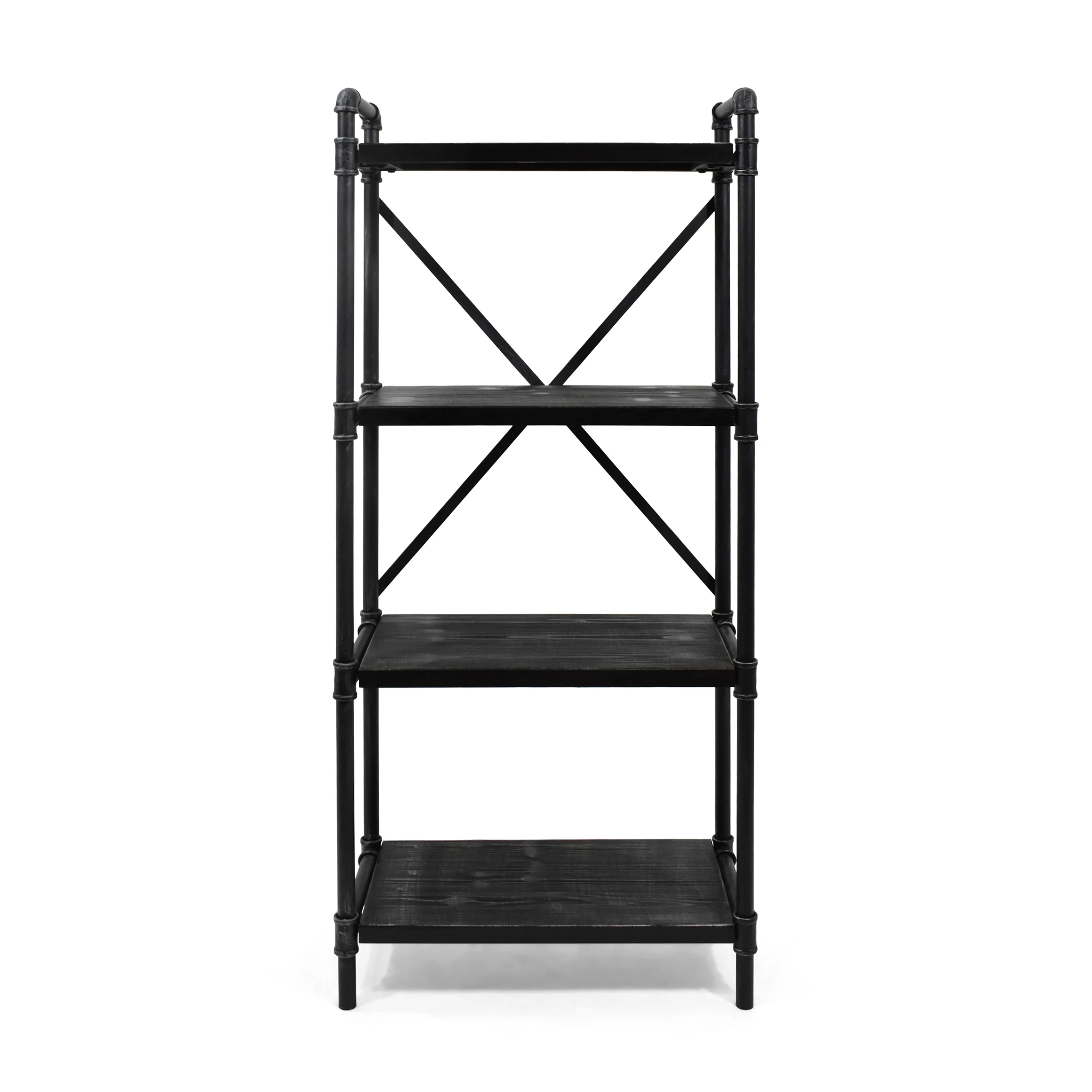 Astrid Industrial Pipe Design 4-Shelf Etagere Bookcase - furnishings
