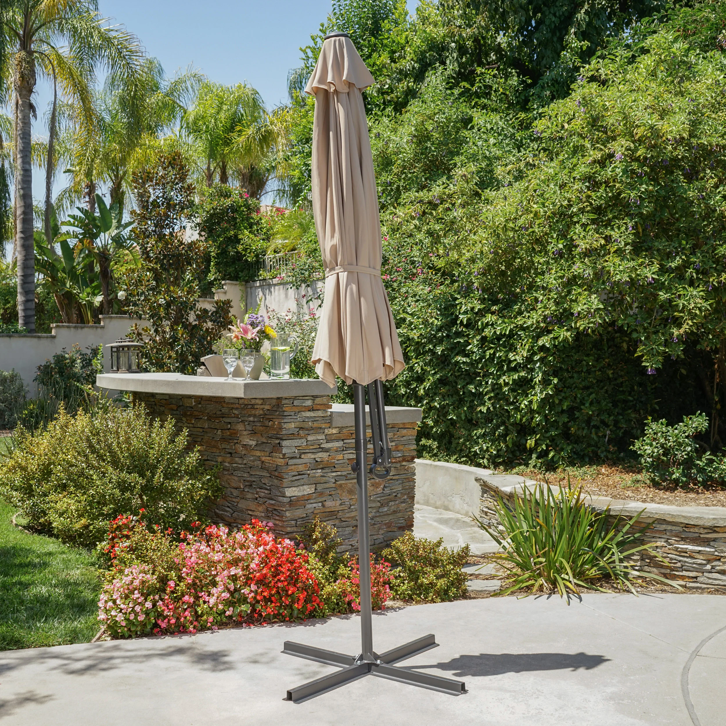 Sloane Outdoor Water Resistant Steel Frame Banana Sun Canopy - furnishings