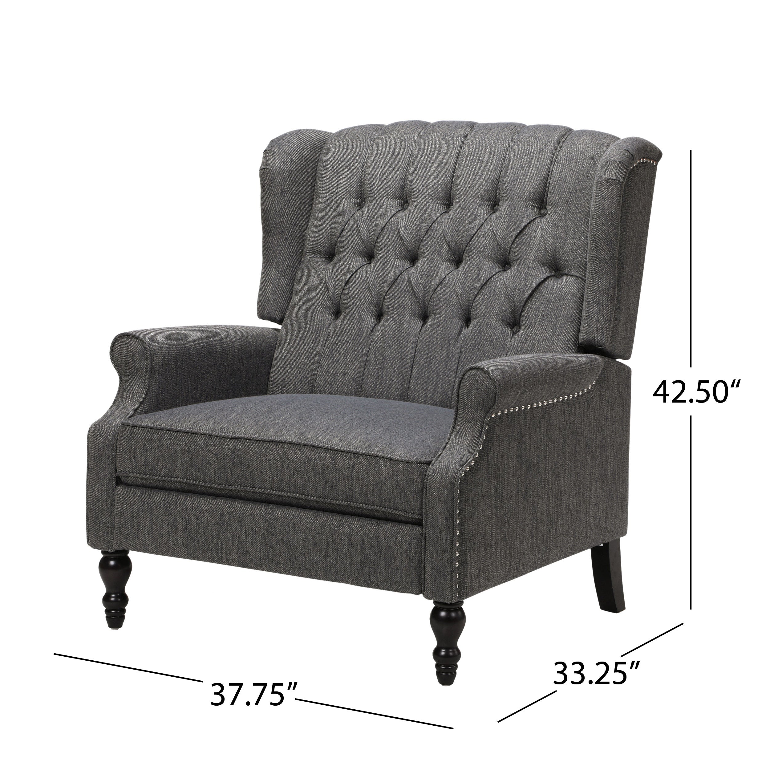 Salome Oversized Tufted Wingback Fabric Push Back Recliner - furnishings