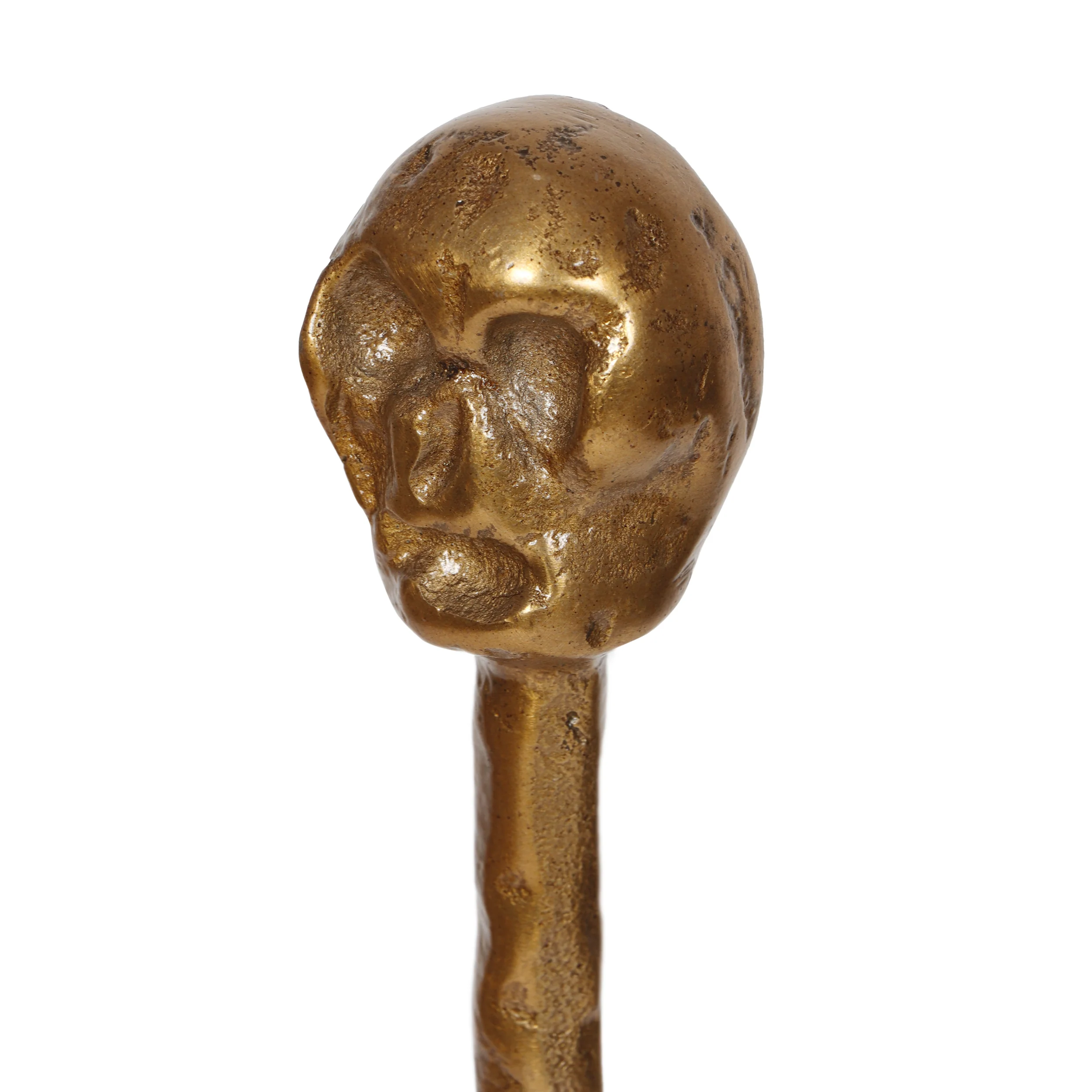 Litch Handmade Aluminum Skull Tabletop Decor on Marble Base (Set of 3), Raw Brass and Black - furnishings