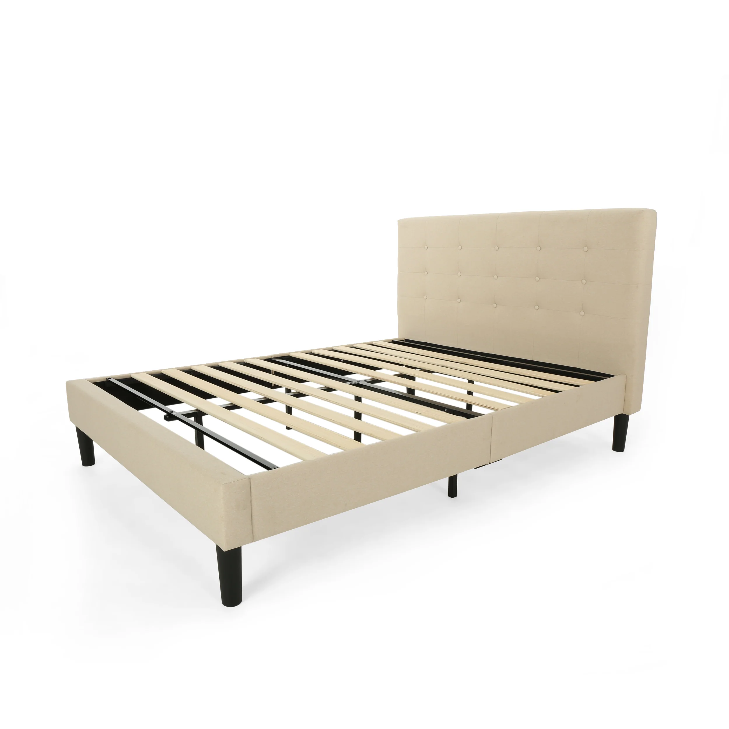 Gloria Fully-Upholstered Queen-Size Platform Bed Frame, Modern, Contemporary, Low-Profile - furnishings