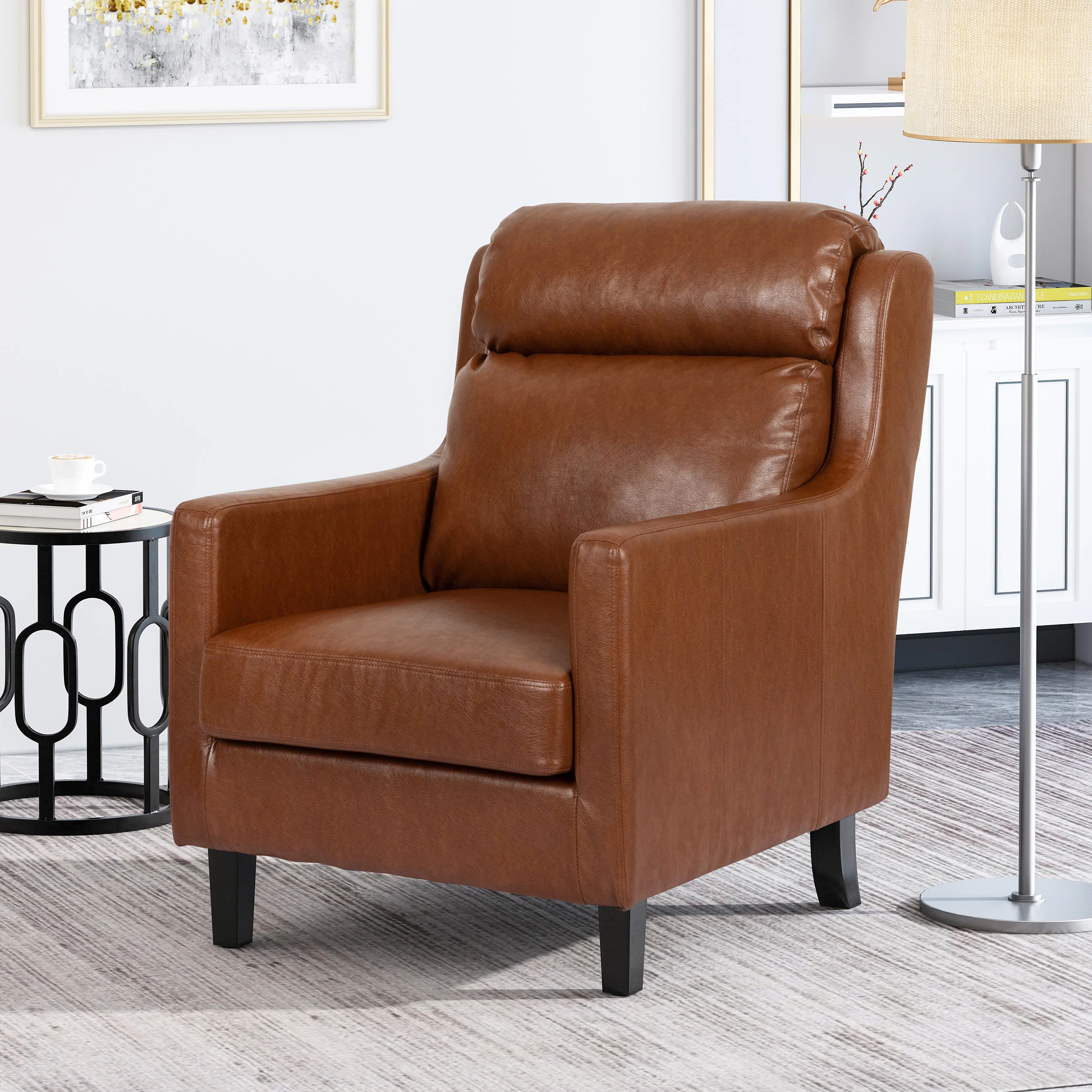Baden Contemporary Pillow Tufted Faux Leather Club Chair - furnishings