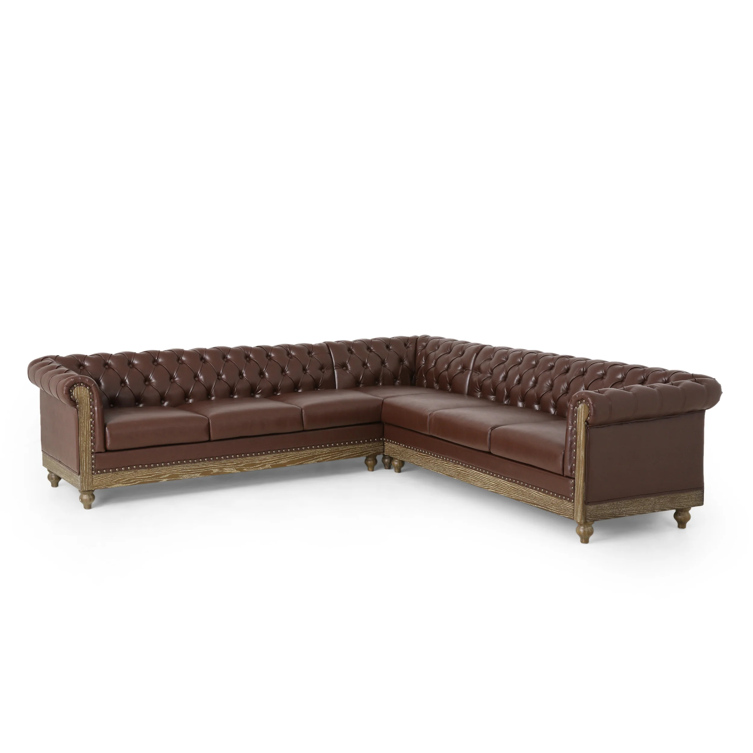 Kinzie Chesterfield Tufted 7 Seater Sectional Sofa with Nailhead Trim - furnishings