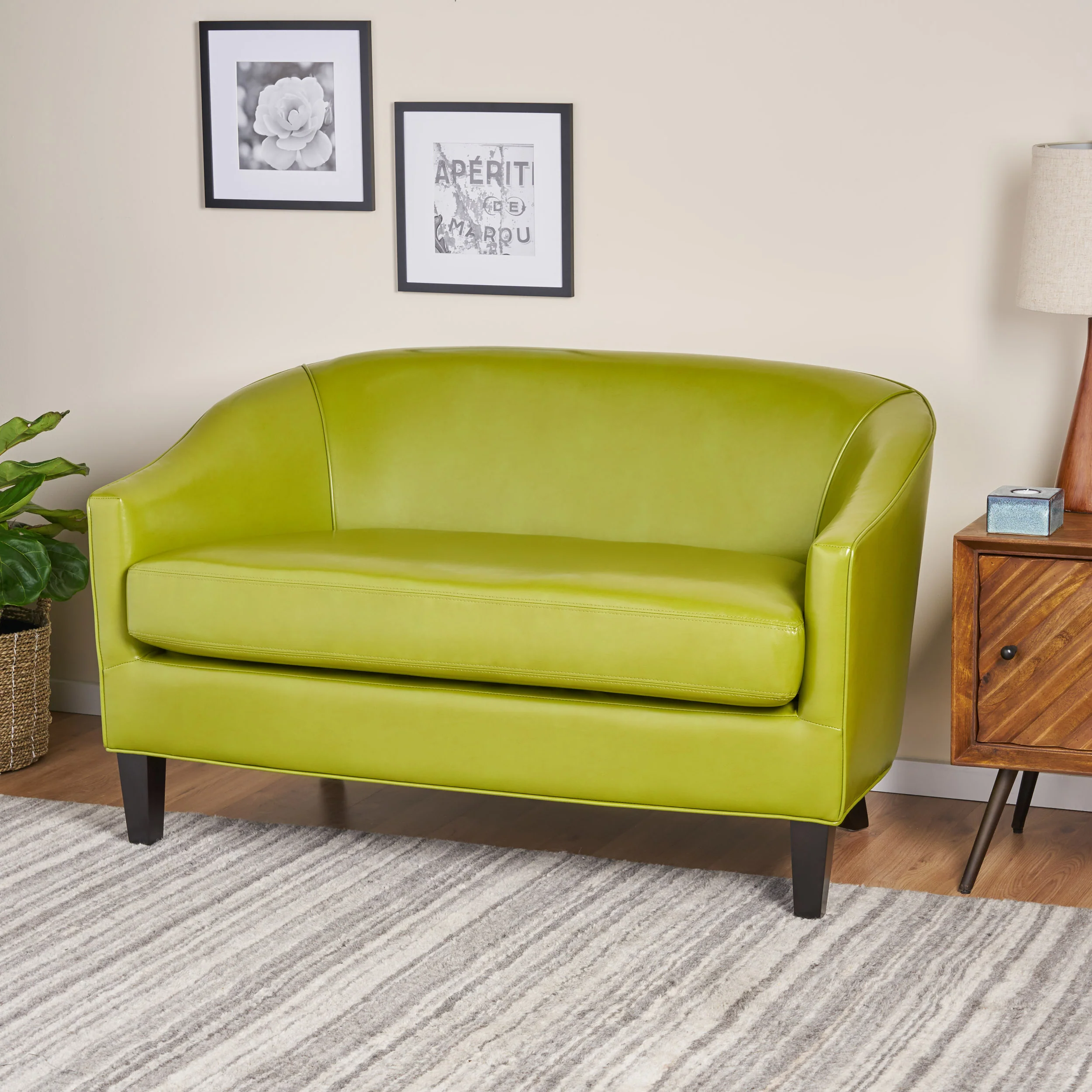 Isolde Modern Petite Loveseat Settee (Fabric or PU Leather) - furnishings