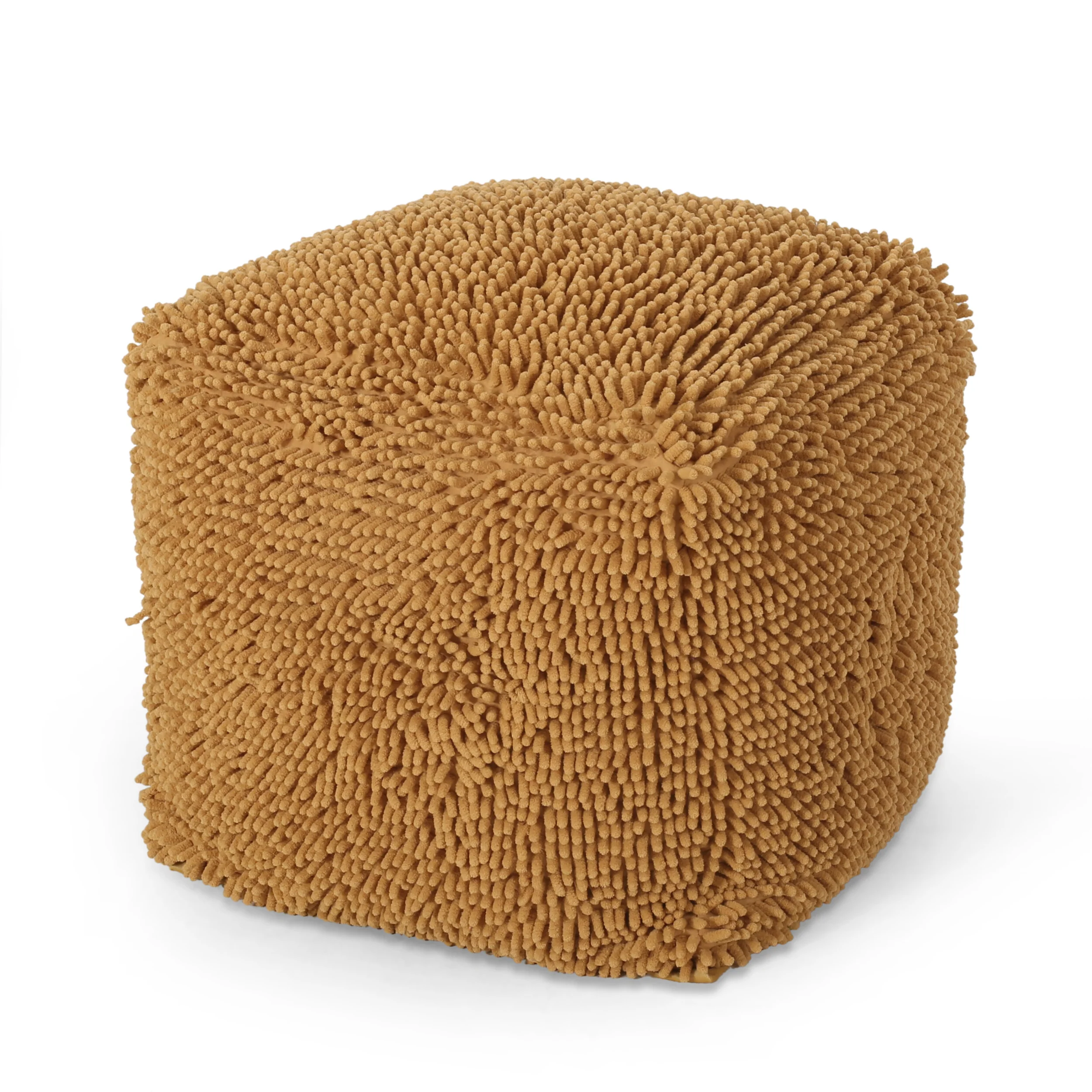 Moloney Modern Microfiber Chenille Square Pouf - furnishings