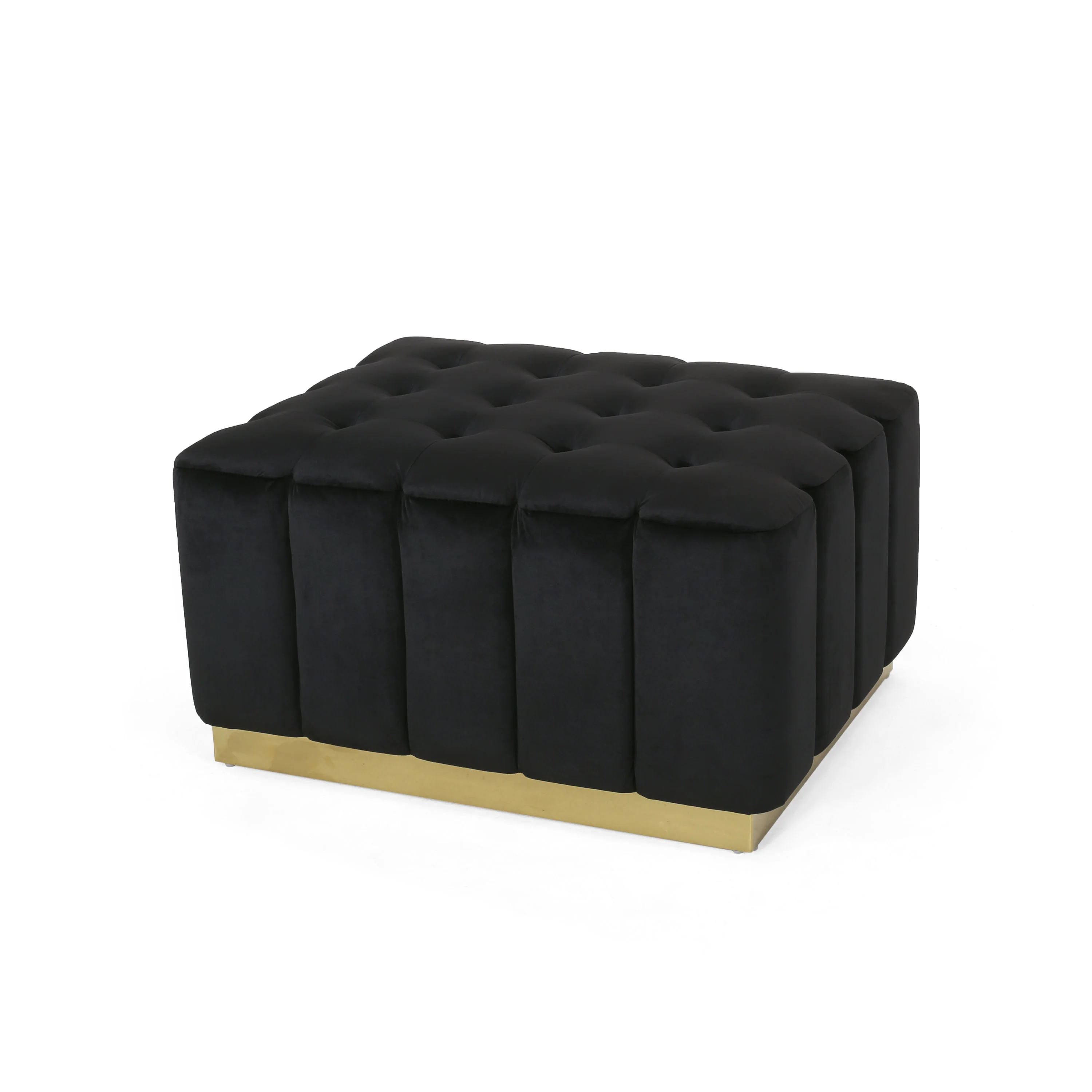 Fairfax Modern Glam Velvet Tufted Ottoman - furnishings