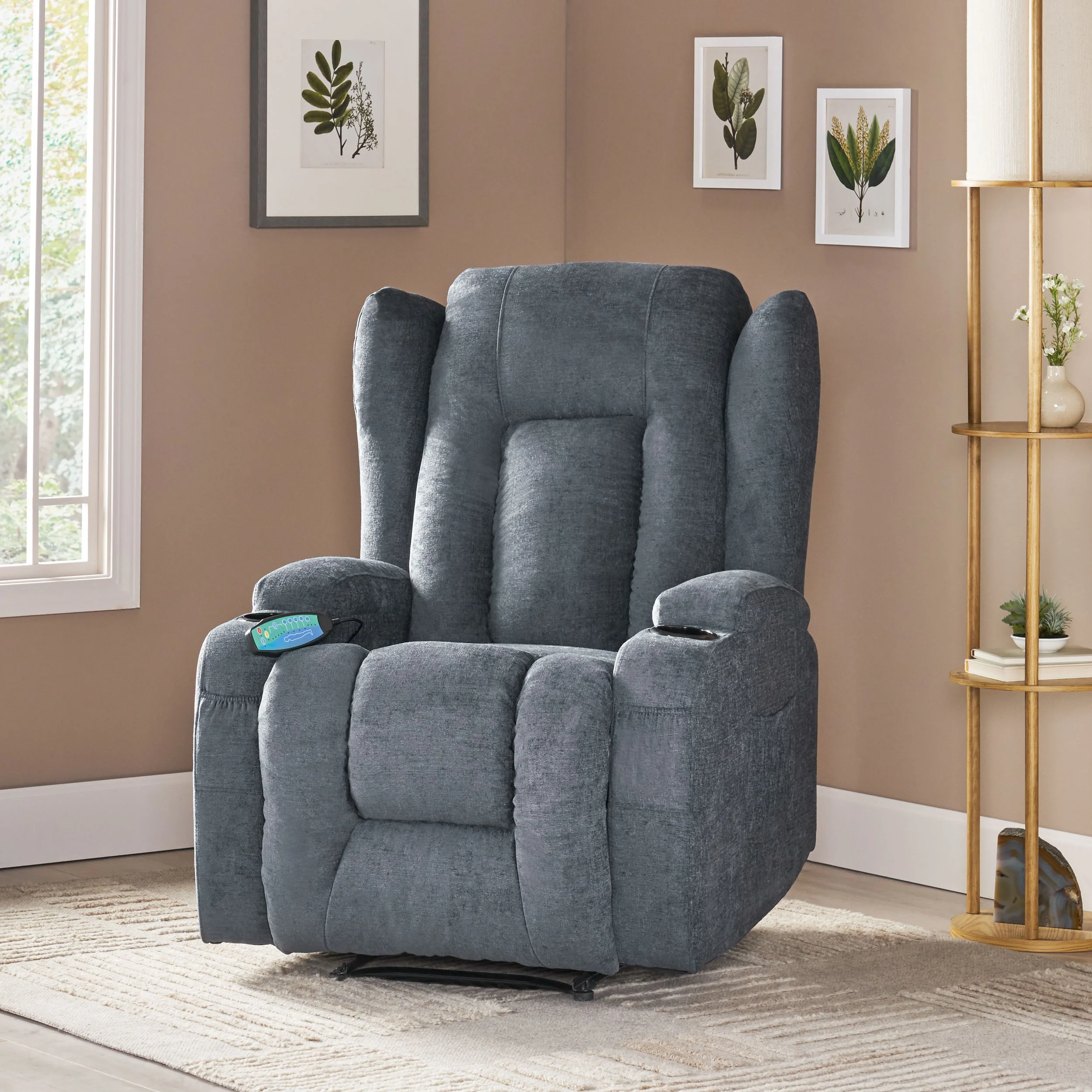 Ellerslie Contemporary Pillow Tufted Massage Recliner - furnishings